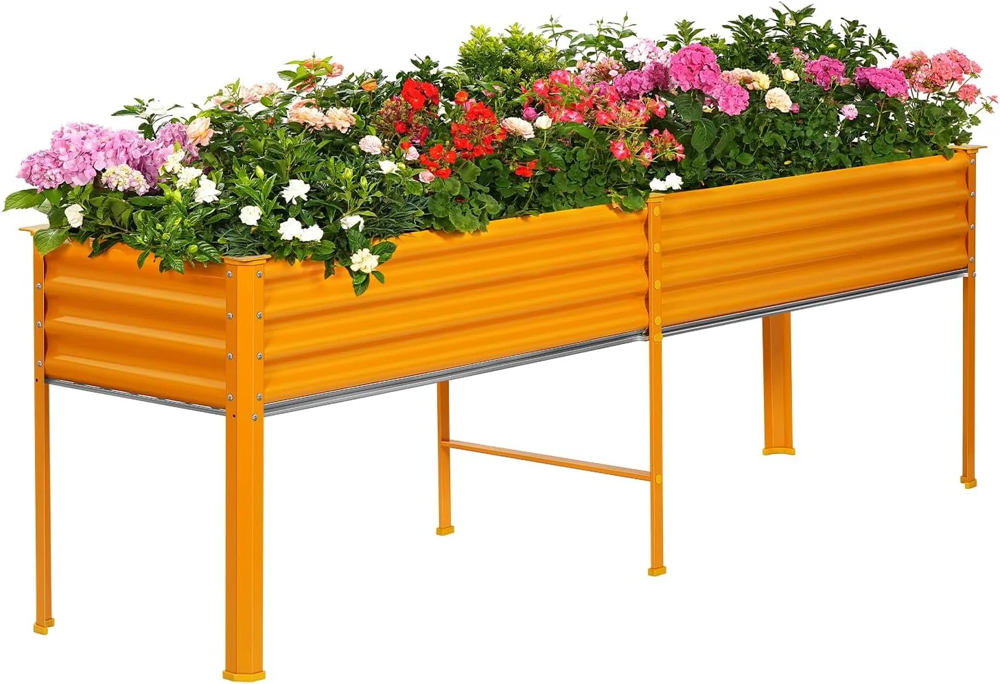 Quality Land Guard Galvanized Raised Garden Bed with Legs 96×24×32in Raised Garden Beds Outdoor with Drainage Holes Planter Boxes Outdoor for Backyard Patio Balcony 800lb Capacity Cream Yellow Modern