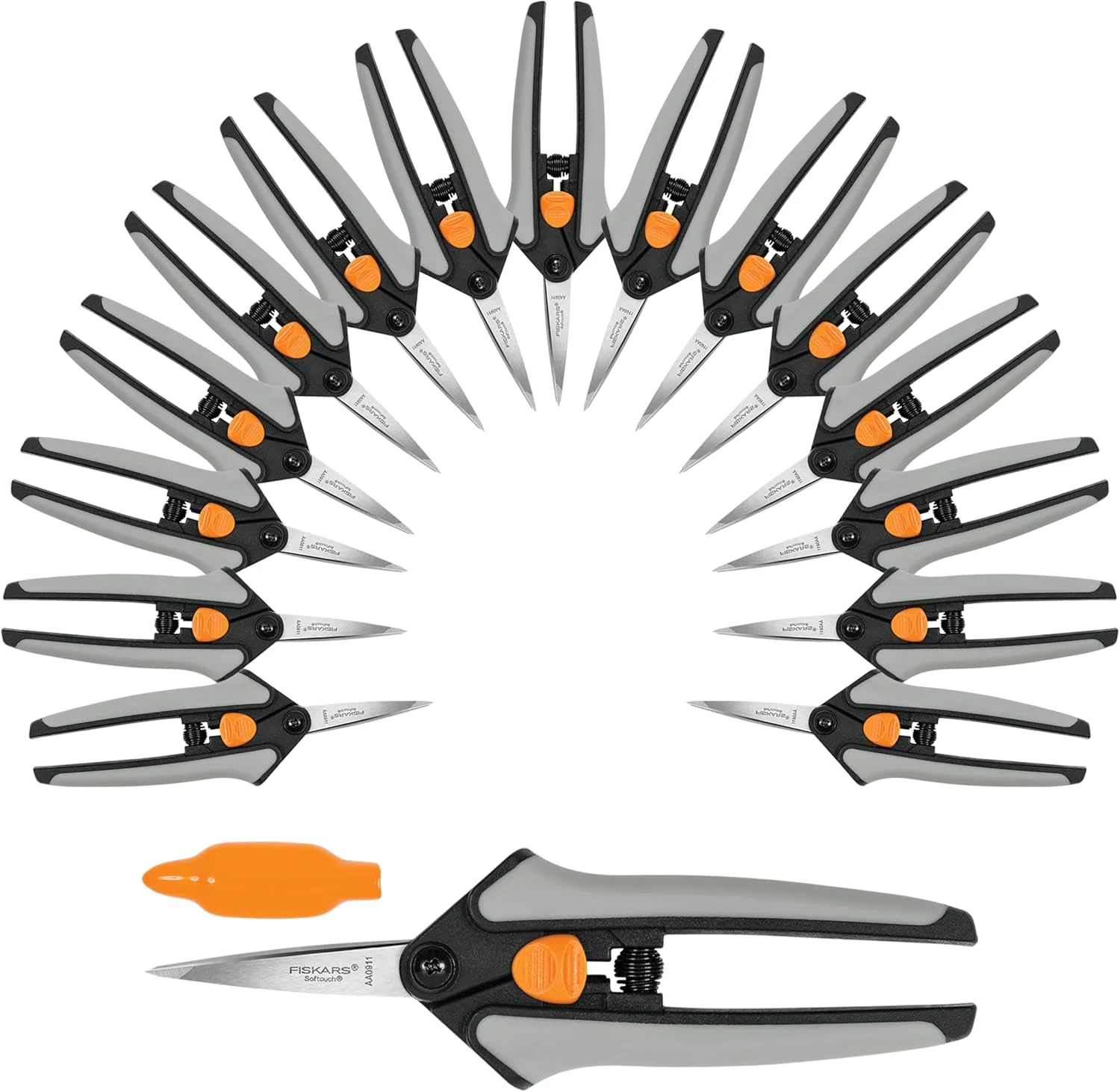 Recyclable Fiskars 15pc Micro-Tip Pruning Snip Set Precision Stainless Steel Blades Softgrip Handles for Deadheading Trimming Shaping Small Plants Sustainable
