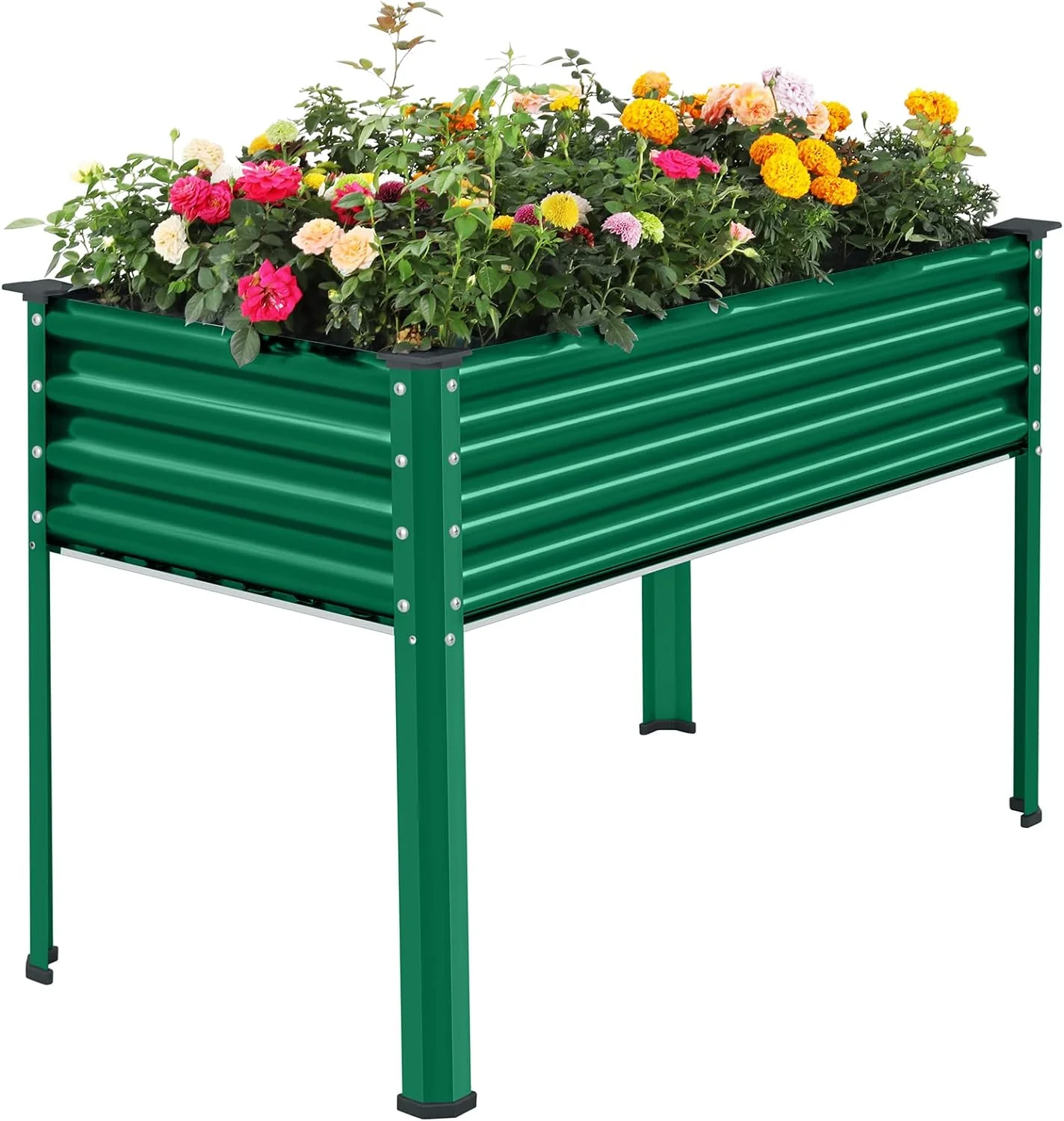 Solid Land Guard Galvanized Oval Large Metal Raised Garden Bed with Legs for Vegetables Green High-Quality