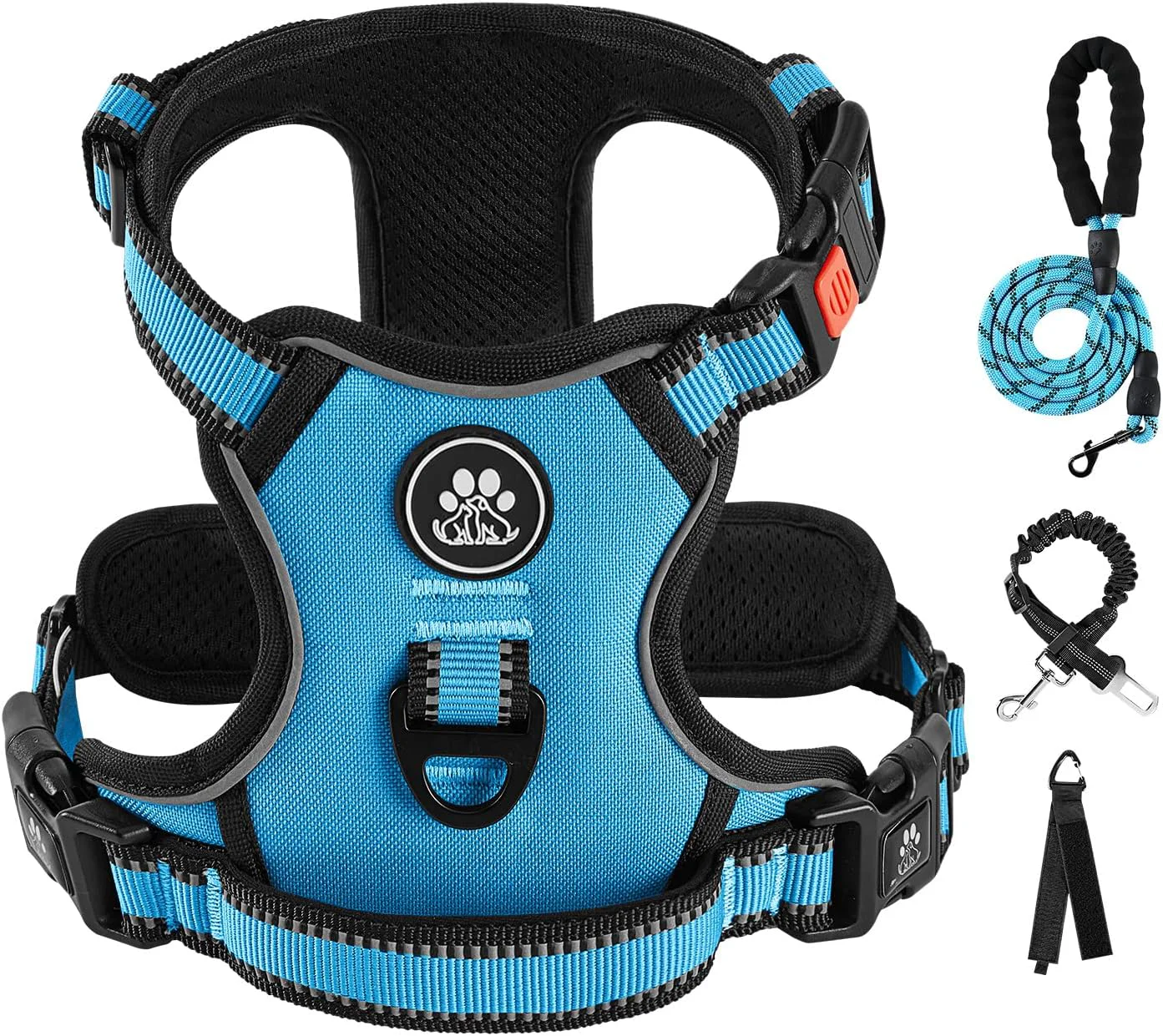 Luxury IVY LANE No Pull Dog Harness for Small Dogs Dog Vest Harness with Leash Safety Belt and Storage Strap Fully Adjustable Harness 360° Reflective Strip Soft Handle Blue S User-Friendly