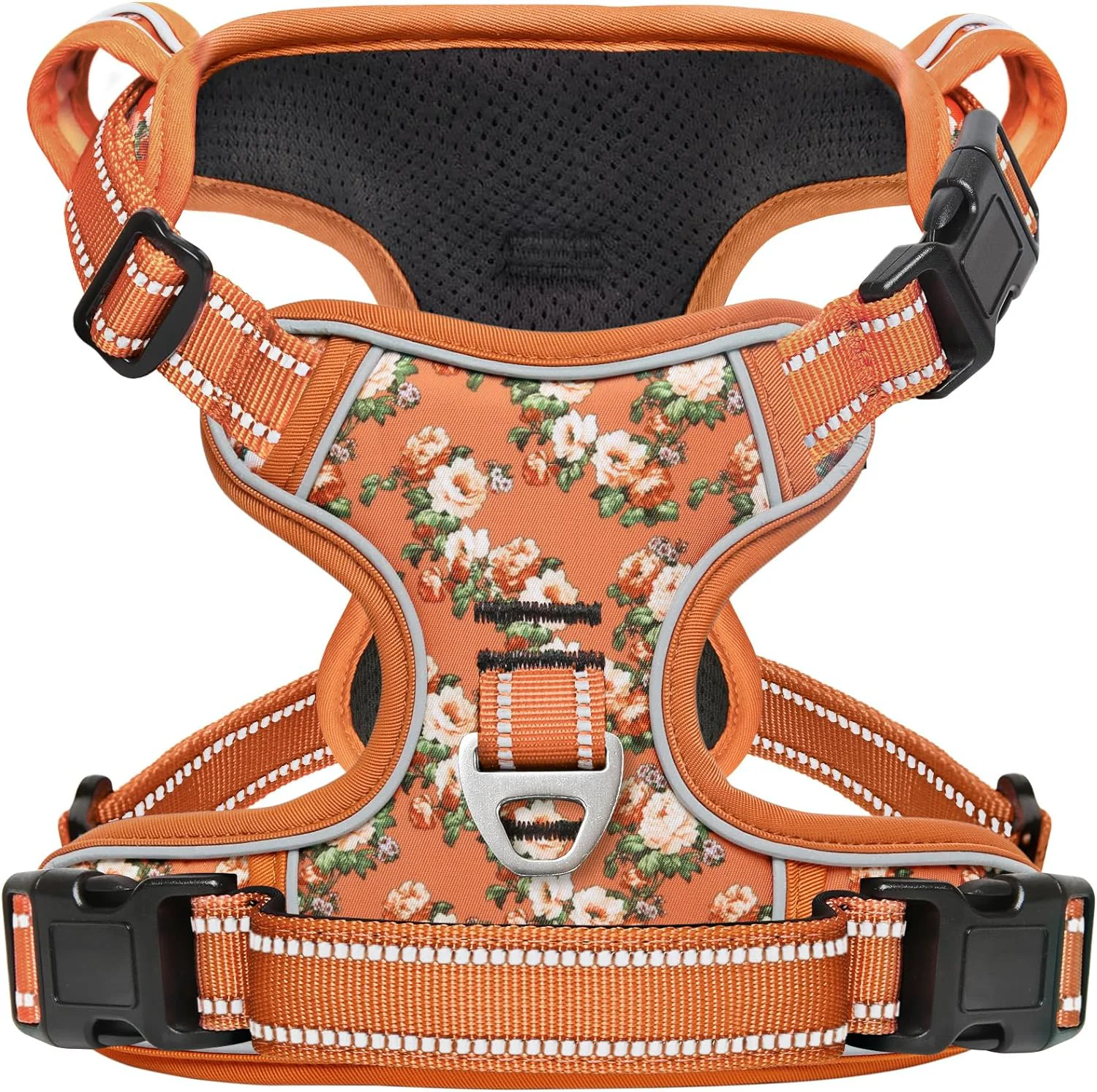 Excellent Timos Dog Harness No Pull Dogs Harness 3 Snap Buckles Adjustable Reflective No Choke Pet Vest for Small Dog with Soft Padded Control Training Handle for Outdoor Training Flower Orange XS Trendy