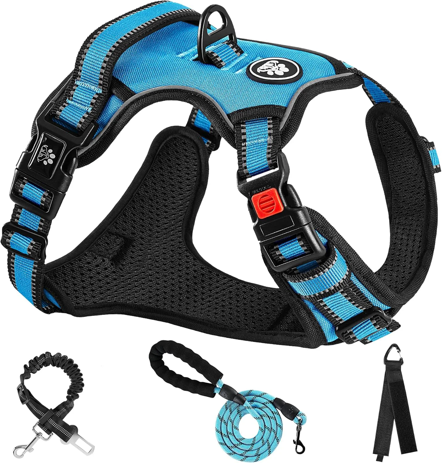 Smart NESTROAD No Pull Dog Harness Adjustable Oxford Dog Vest Harness with Leash Reflective No-Choke Pet Harness with Easy Control Soft Handle for Large Dogs X-Large Blue Durable