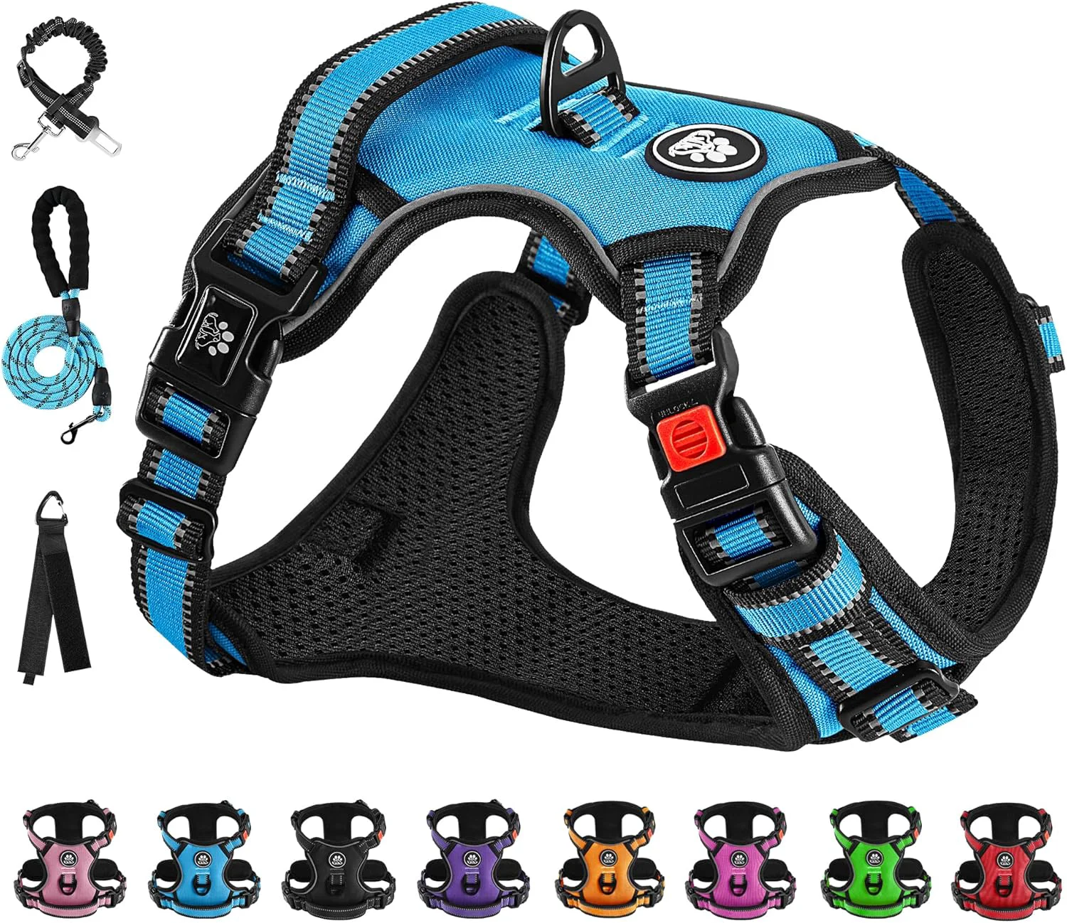 Minimalist NESTROAD No Pull Dog Vest Harness with Leash Adjustable Reflective Oxford Pet Harness with Easy Control Handle for Small Dogs Blue Relaxed