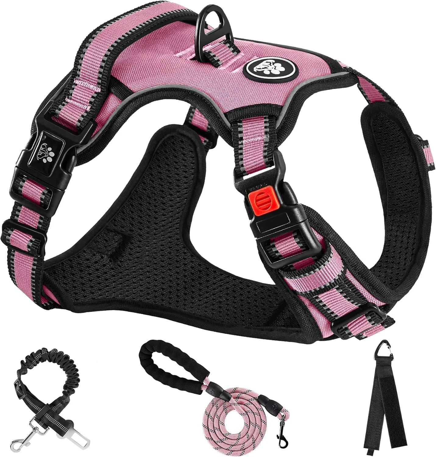 Practical NESTROAD No Pull Dog Harness Adjustable Oxford Dog Vest Harness with Leash Reflective No-Choke Pet Harness with Easy Control Soft Handle for Large Dogs X-Large Pink Exceptional