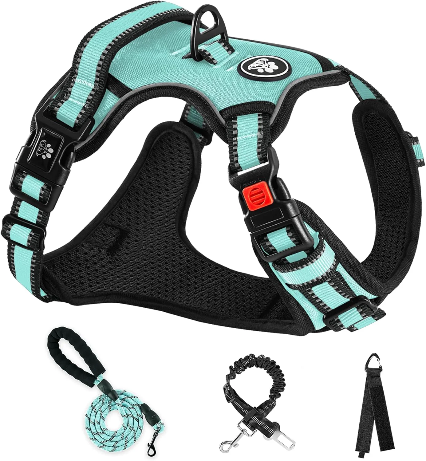 First-Class NESTROAD No Pull Dog Harness Adjustable Oxford Dog Vest Harness with Leash Reflective No-Choke Pet Harness with Easy Control Soft Handle for Large Dogs Large Turquoise Carefully Designed