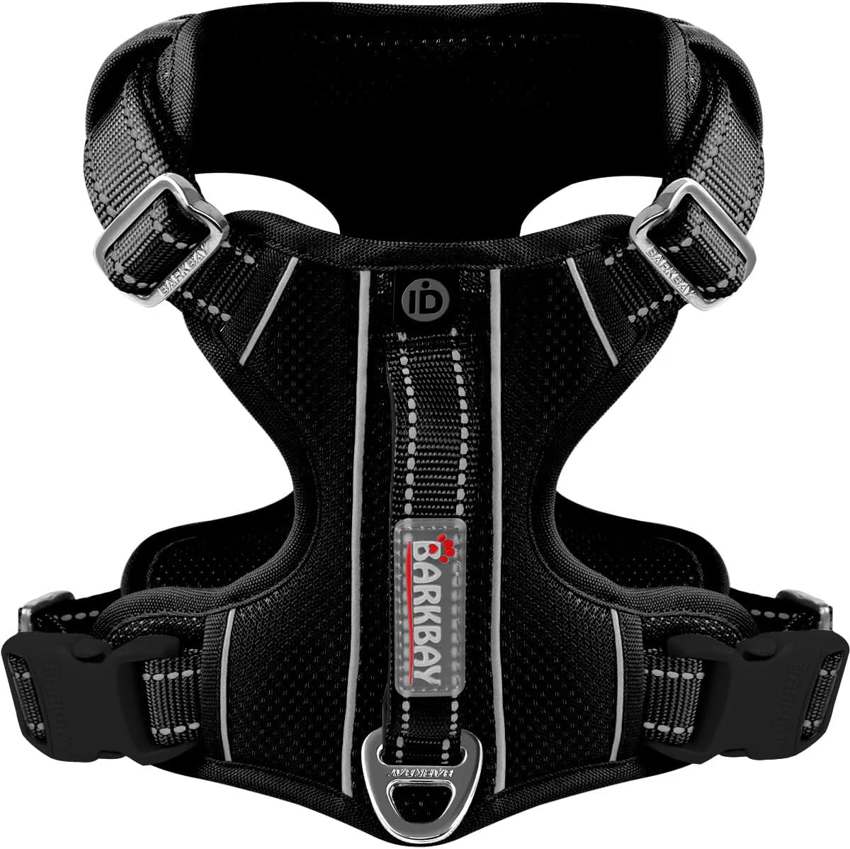Flexible BARKBAY Dog Harness No Pull with ID Tag Pocket - Heavy Duty Reflective Easy Control for Large Dogs Black M Official