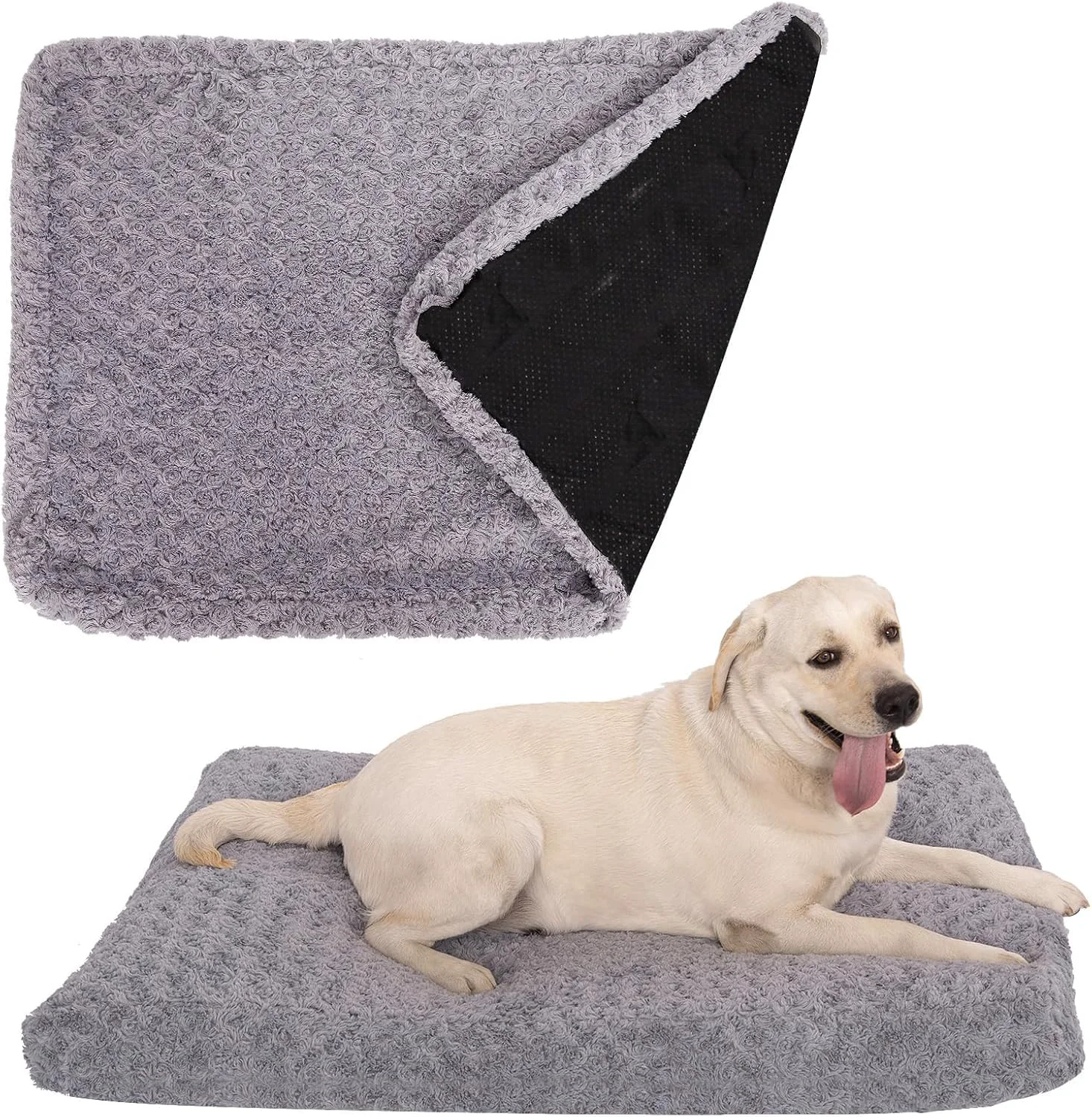 Top-Quality BLVOTKRO Faux Fur Dog Bed Cover – Ultra Soft Gray Rose Velvet Removable Washable 42x28x4.5 in Healthy