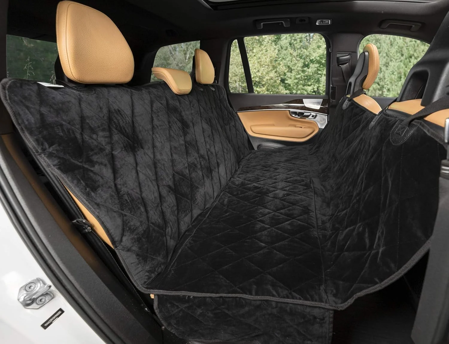 Modern Plush Paws Products Velvet Rear Car Seat Protector w Hammock Washable Waterproof Back Seat Dog Cover for Car Truck SUV Nonslip Tear Resistant Pet Seat Cover X-Large Charcoal Durable