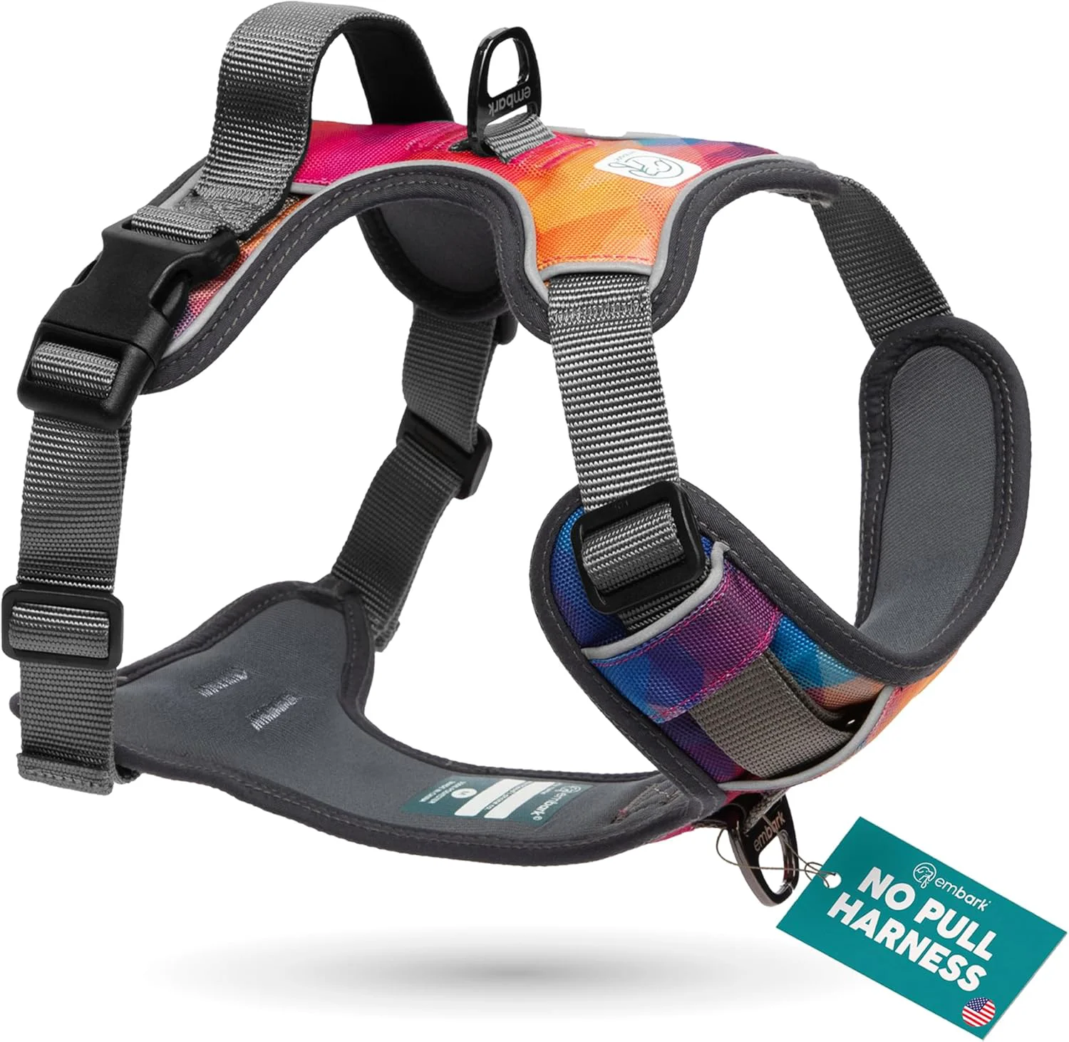Crafted Embark Adventure Dog Harness No-Pull Reflective Trim Dog Harness for Small Medium Large Dogs - Heavy Duty Oxford 2 Leash Clips Gel Lined Handle. Soft Padded Puppy Dog Vest for Any Breed Convenient
