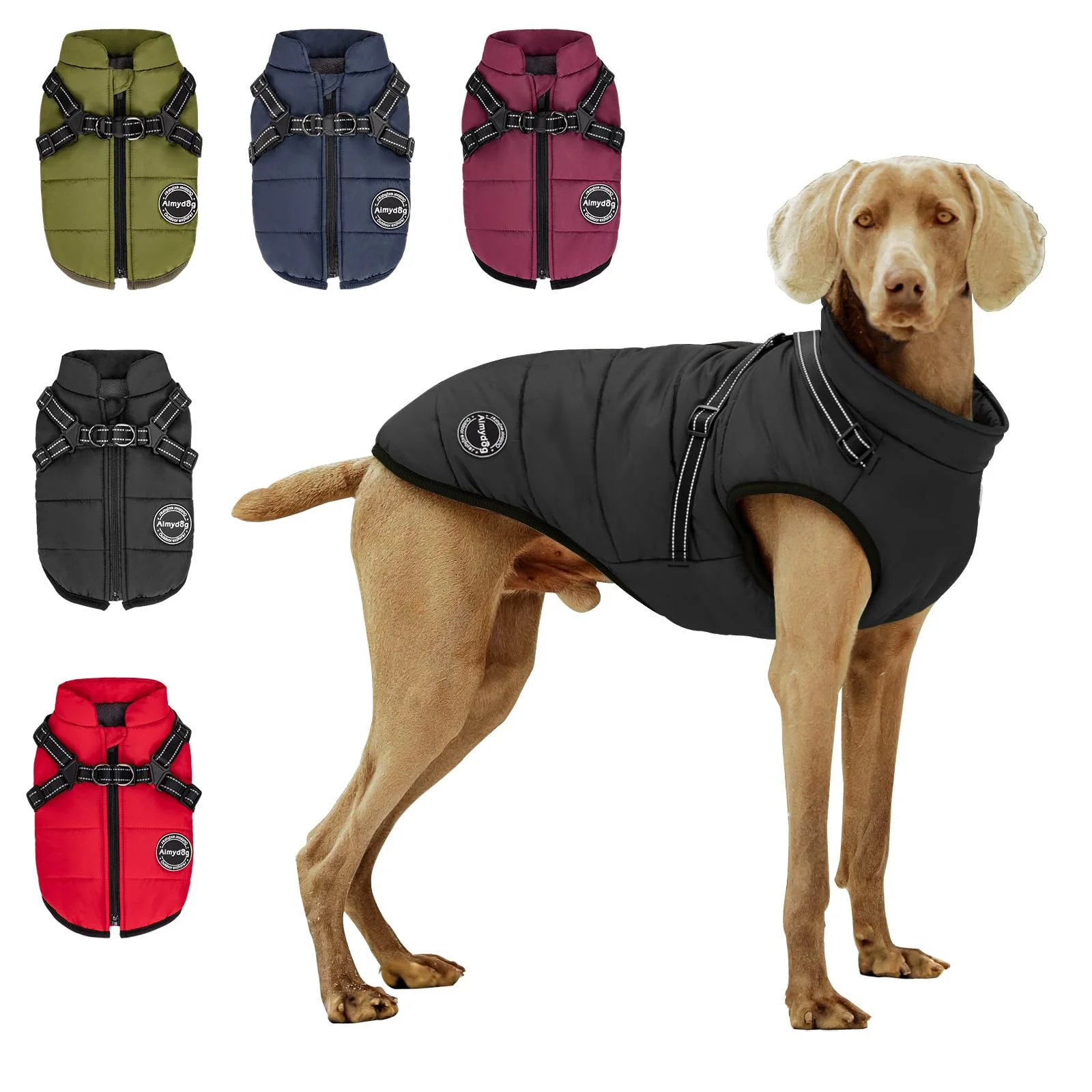Reliable AIMYDOG Warm Dog Winter Coat — Windproof Reflective Harness Vest Durable