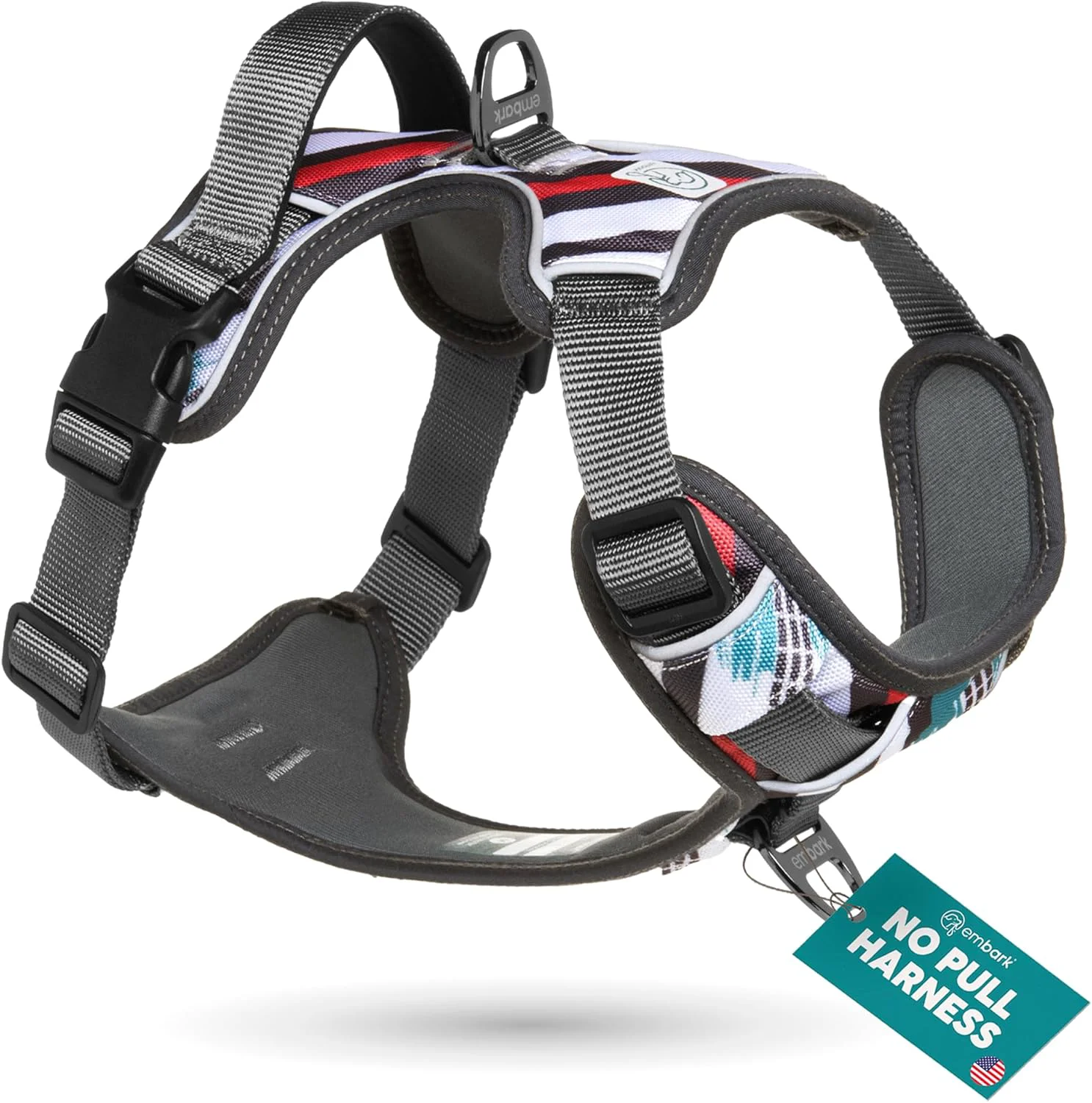 Professional Embark Adventure Dog Harness Reflective Trim No Pull Dog Harness Medium Sized Dogs - Military Grade Nylon Front Clip with Gel Lined Handle. Modern