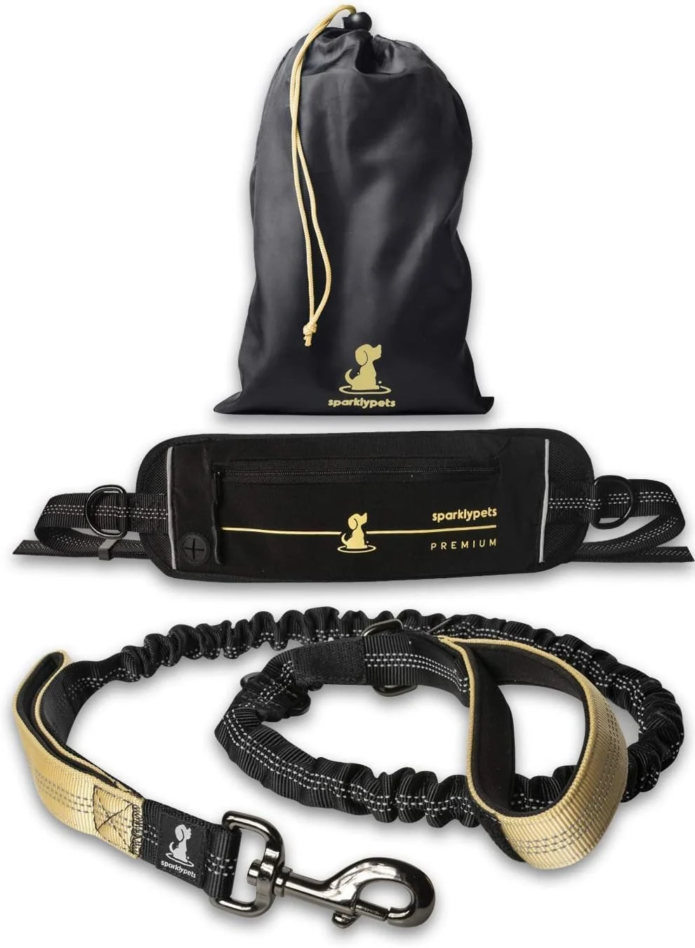 Stylish SparklyPets Hands Dog Leash for Medium Large Breeds – Premium Gold Champagne Contemporary