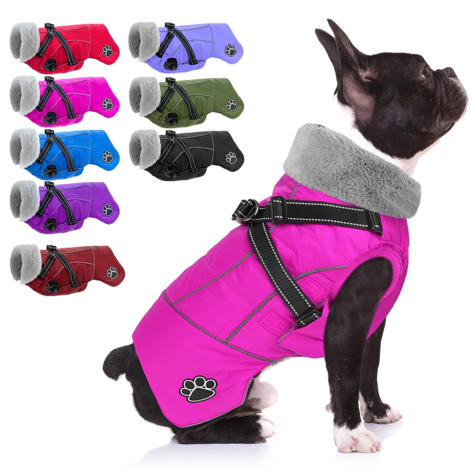 Elegant Doglay Dog Coat with Harness – Reflective Waterproof Winter Jacket for All Dog Sizes Modern