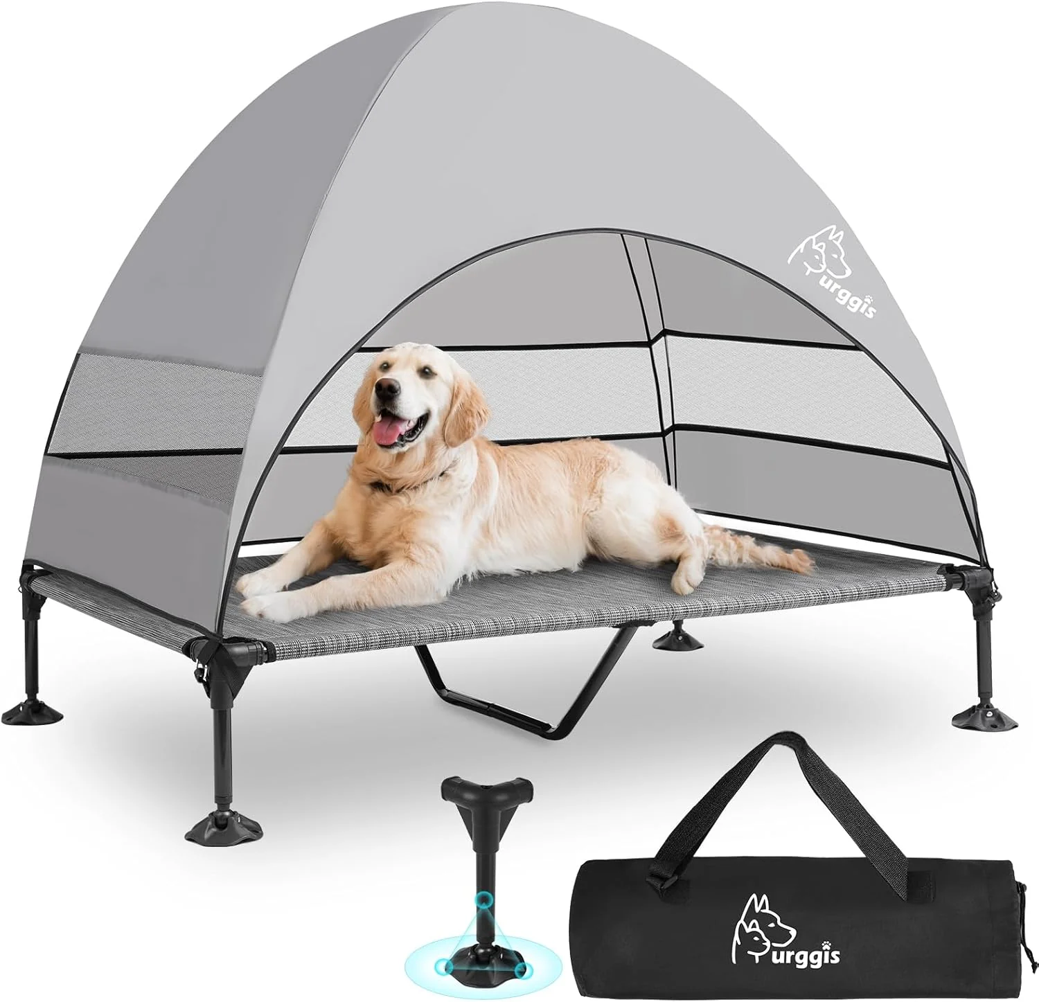 Recyclable Upgraded d Dog Bed with Canopy Portable Raised Outdoor Dog Bed with Stable Anti-Slip Feet Wider Shade Pet Bed Cot Raised Dog Beds for Large Dogs Camping Indoor Outdoor Use Genuine