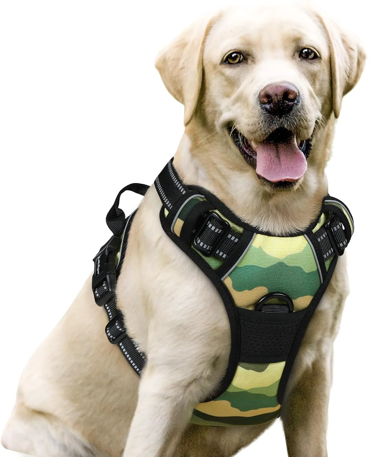 Natural rabbitgoo Dog Harness No Pull with 2 Leash Clips Adjustable Soft Padded Reflective Oxford No Choke Pet Vest with Easy Control Handle for Large Dogs Green Mountain L Carefully Designed