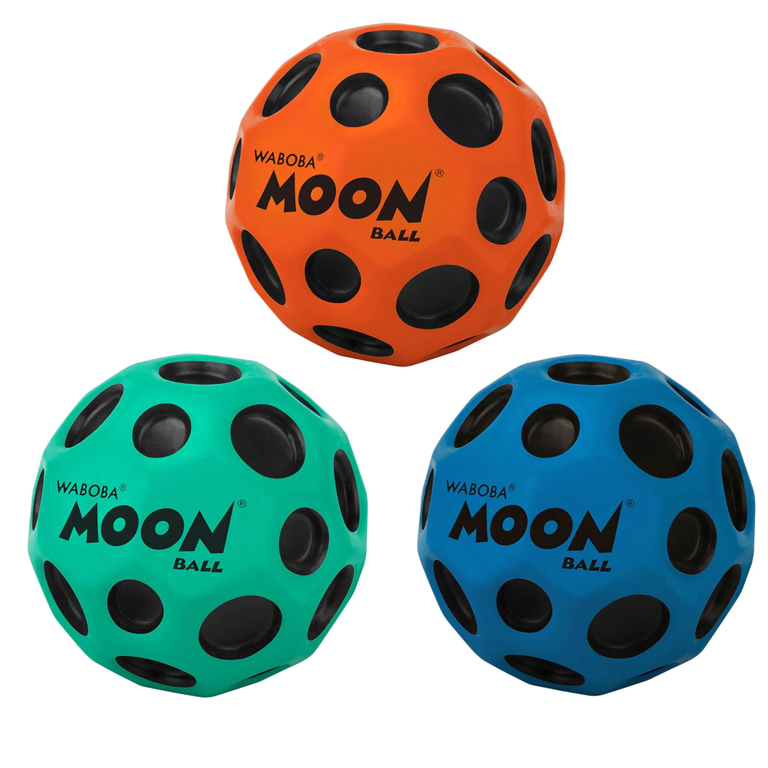 Minimalist Waboba Moon Ball 3 Pack – Ultra Bouncy Wall Balls Orange Teal Cobalt Refined