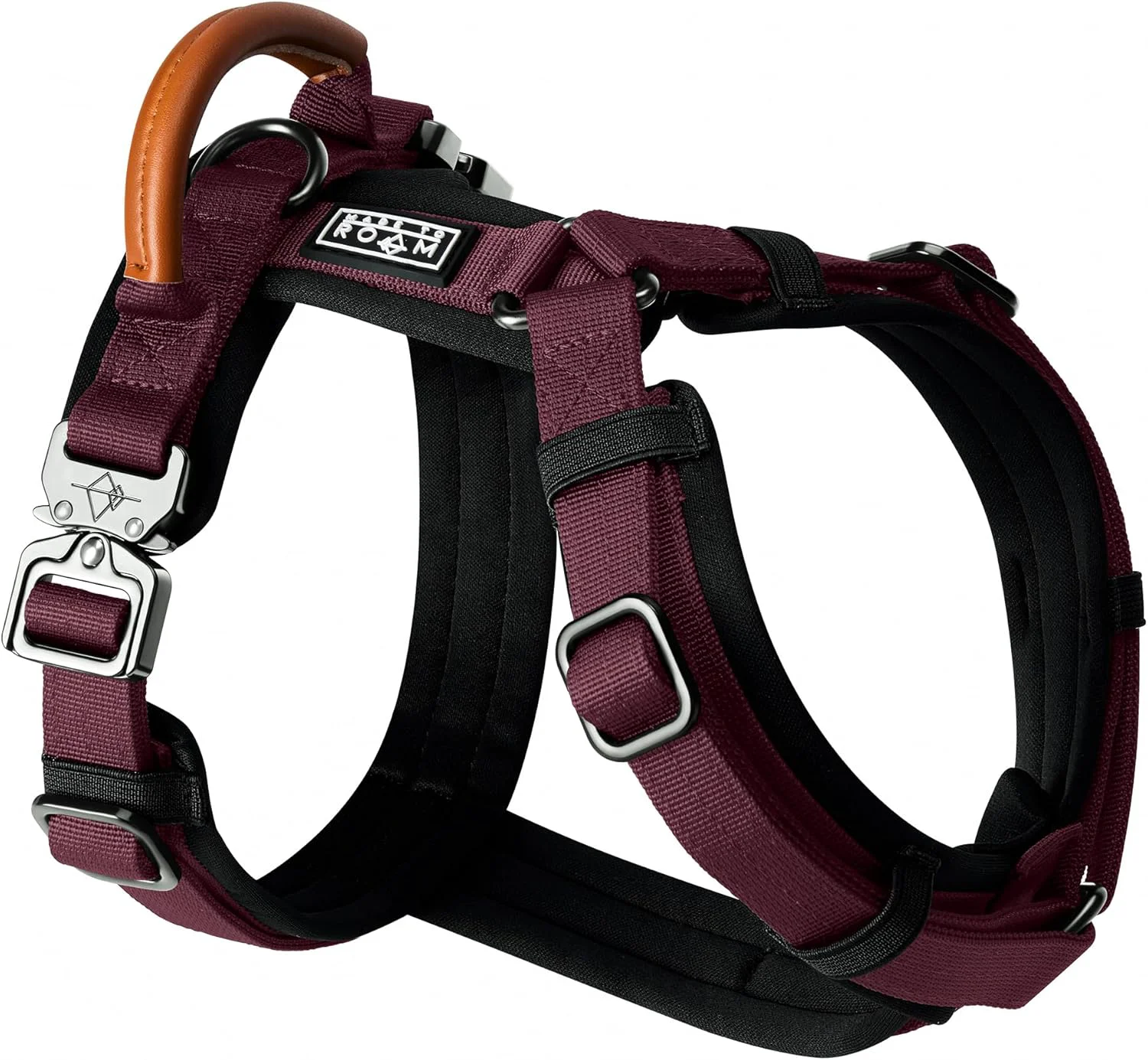 Superior MADE TO ROAM Premium Explorer Harness - Y-Shaped Dog Harness with Adjustable Durable Nylon Soft Padding Metal Buckles and Leather Handle for Small Medium Large Dogs Vermont Weekends Size 3 Modern