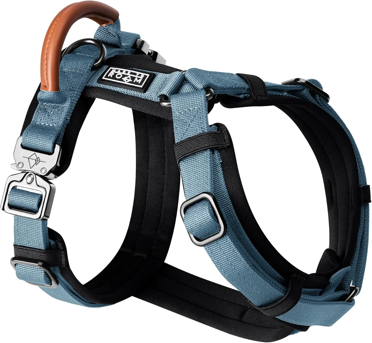 Comfortable MADE TO ROAM Premium Explorer Harness - Y-Shaped Dog Harness with Adjustable Durable Nylon Soft Padding Metal Buckles and Leather Handle for Small Medium Large Dogs California Horizon Size 5 Excellent