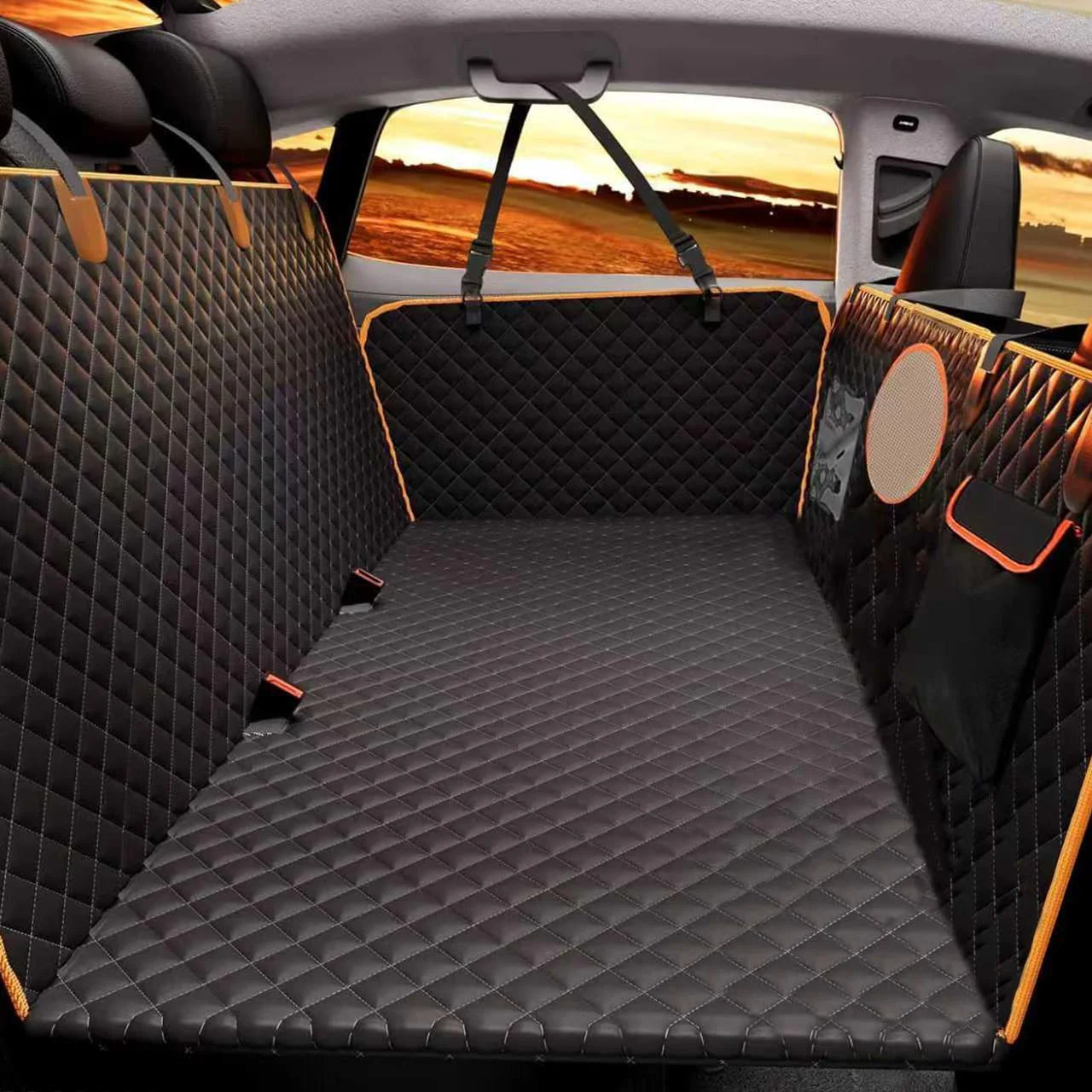 Healthy Dog Car Seat Cover for Back Seat Hard Bottom Back Seat Extender for Dogs Holds 420lbs Waterproof Pet Hammock Protector Thick and Durable Dog Seat Cover for Truck Car SUV-Black Dependable