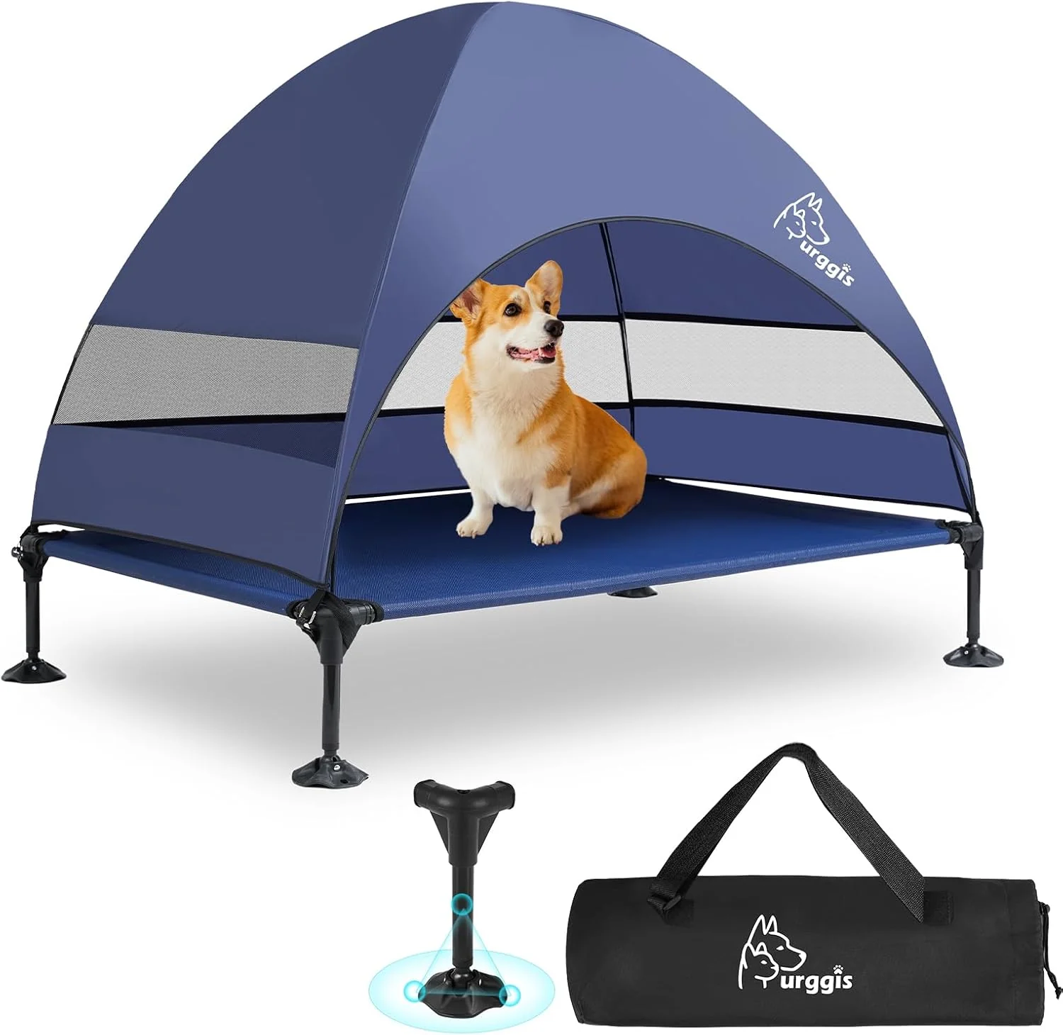 Consistent Upgraded d Dog Bed with Canopy Portable Raised Outdoor Dog Bed with Stable Anti-Slip Feet Wider Shade Pet Bed Cot Raised Dog Beds for Large Dogs Camping Indoor Outdoor Use Premium Material