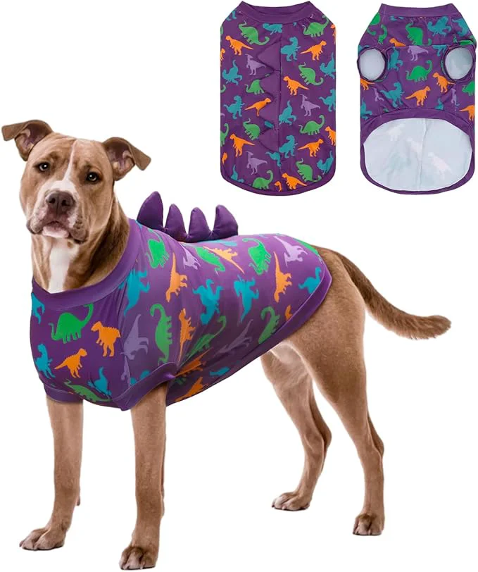 Comfortable UPF 50 Sun Protection Dog Shirt - Sleeveless Cooling Vest for Medium Dogs Boy Quick-Dry Pet T-Shirt with Funny Dinosaur Horns UV Protective Breathable Dog Clothes U-COSBX01MAbout ThisOverview Long-Lasting