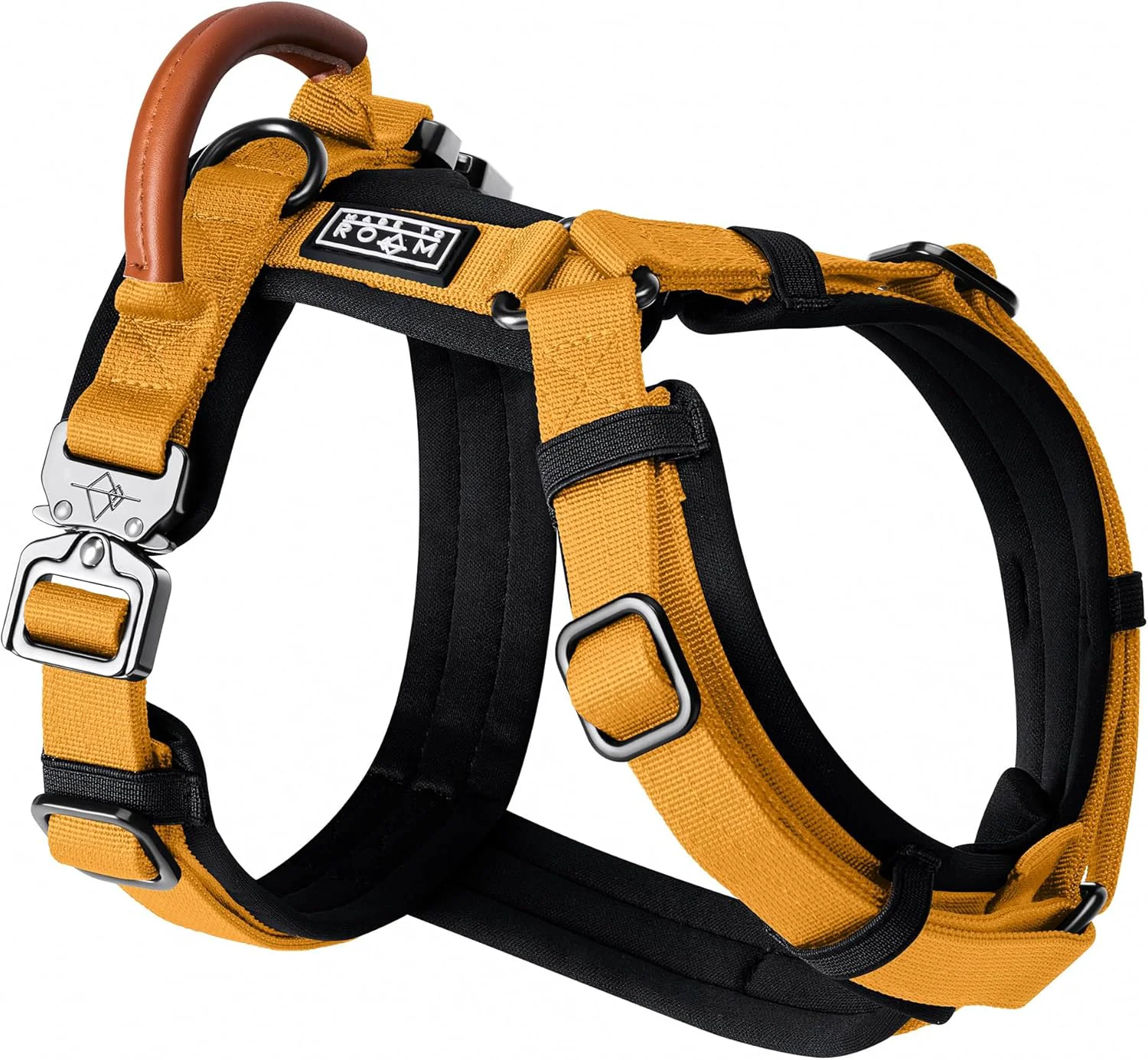 Functional MADE TO ROAM Premium Explorer Harness - Y-Shaped Dog Harness with Adjustable Durable Nylon Soft Padding Metal Buckles and Leather Handle for Small Medium Large Dogs Michigan Autumn Size 5 Exceptional