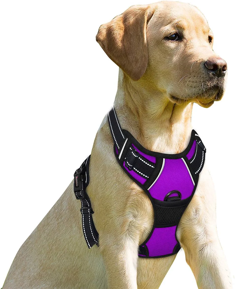 Classic BARKBAY No Pull Dog Harness Front Clip Heavy Duty Reflective Easy Control Handle for Large Dog Walking Purple XL Optimized