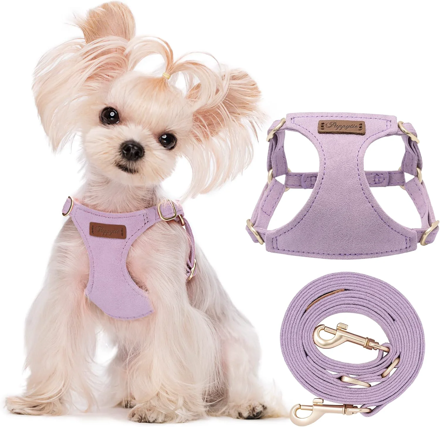 Prestigious Puppytie No Pull xs Dog Harness with Multifunction Dog Leash Soft Adjustable No Choke Escape Proof Pet Harness Vest Light Purple XS Stylish