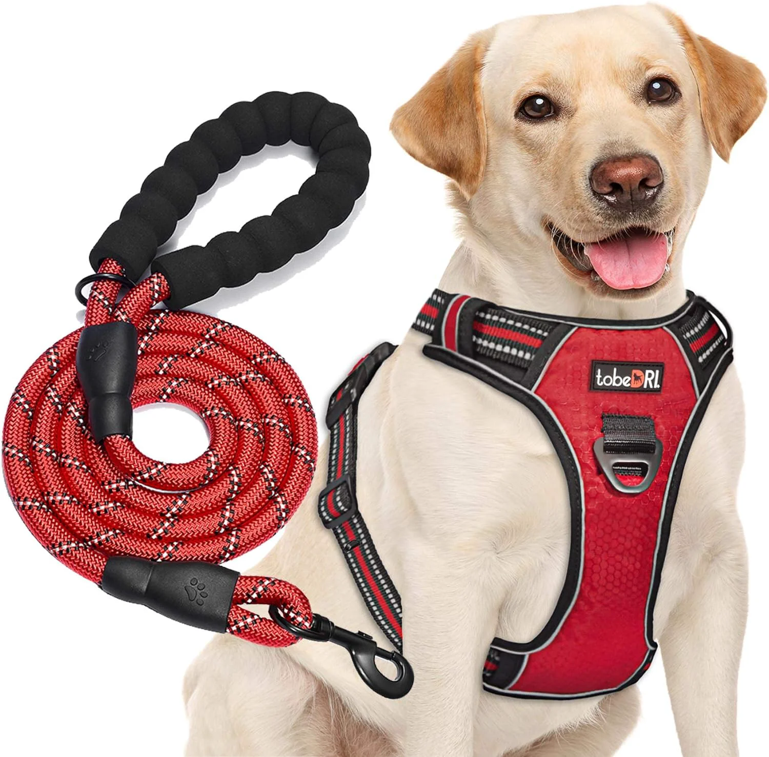 Environmentally Friendly No Pull Dog Harness Adjustable Reflective Oxford Easy Control Medium Large Dog Harness with A Heavy Duty 5ft Dog Leash XL Neck 21.5 -33 Chest 30 -39.5 Red Harness Leash Excellent