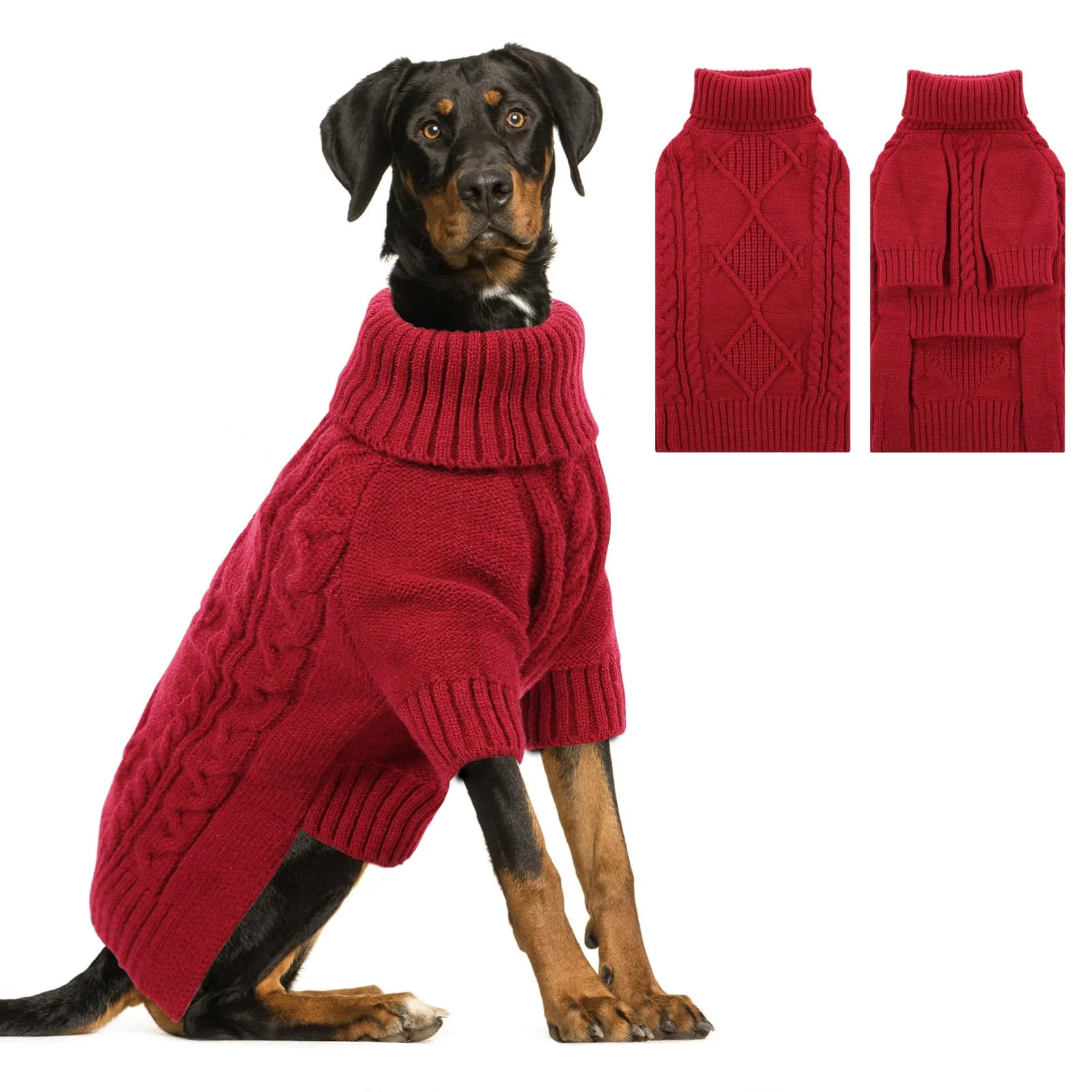 High-Performance ASENKU Knitted Dog Sweater - Warm Turtleneck Pullover for Large Medium Dogs 3XL Lightweight