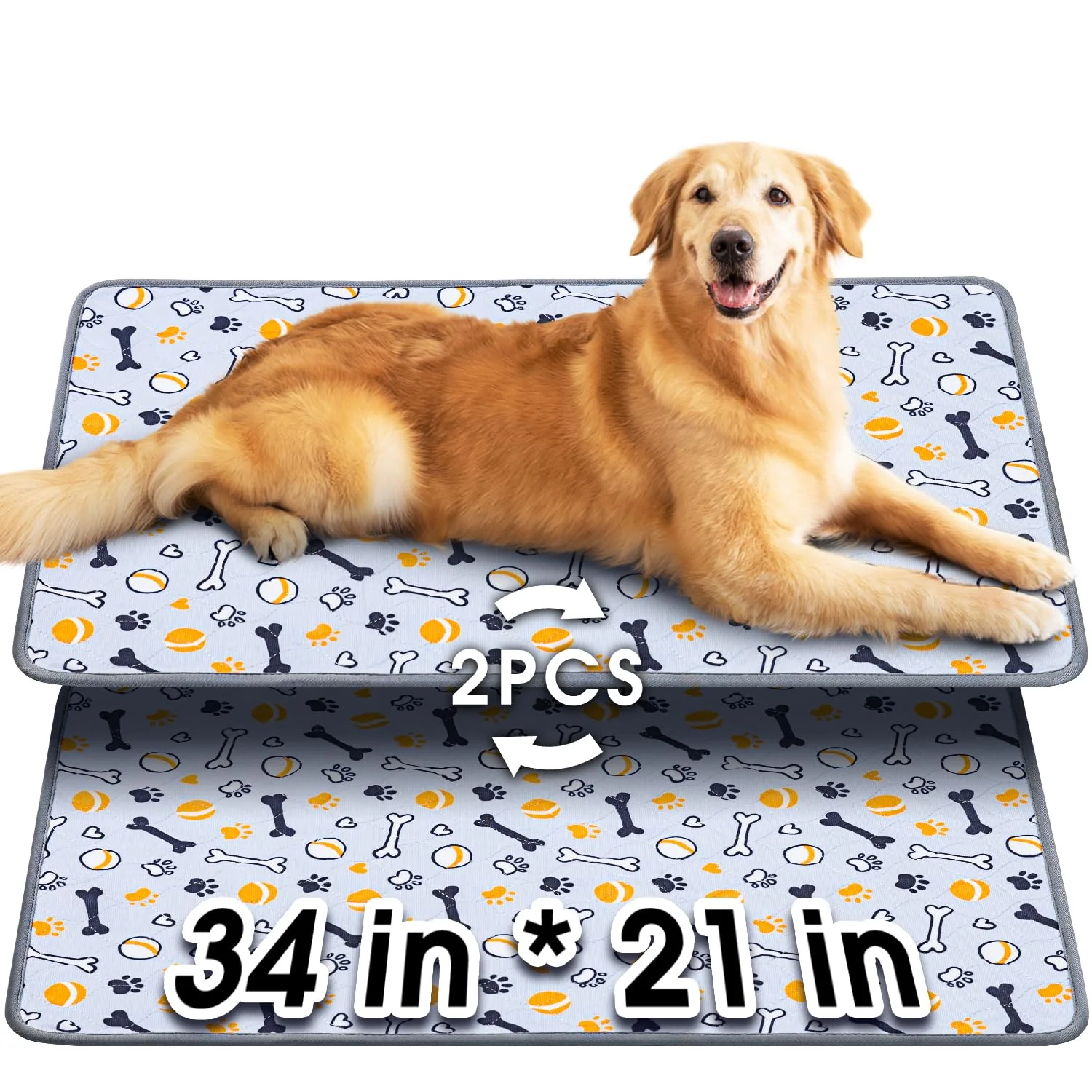 Lightweight Hompet Washable Dog Pee Pads 34x21 2-Pack – Thick Leakproof Reusable Luxury