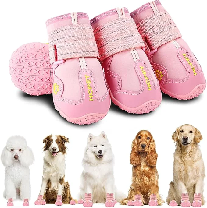 Stylish Hcpet Dog Shoes Dog Boots for Small Dogs Breathable Medium Dog Booties Paw Protector for Summer Hot Pavement Winter Snowy Day Outdoor Walking Indoor Hardfloors Anti Slip Sole Pink Size 3About ThisOverview
