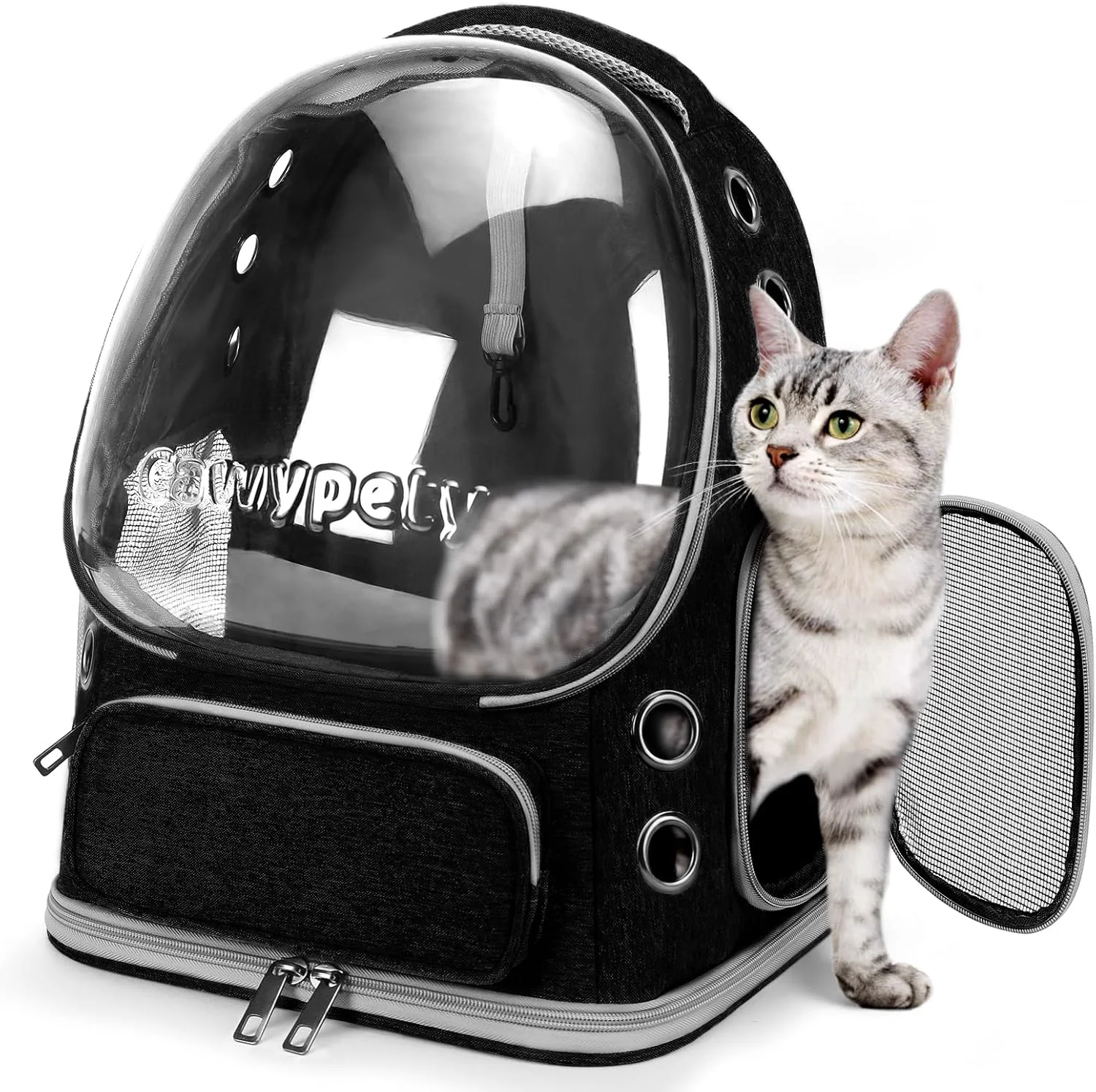 Original Cat Backpack Carrier Breathable Cat Carrier Large Space Bubble Pet Backpack for Kitty Small Dog up to 12lbs Transparent Foldable Pet Carrier for Travel Hiking Black Sustainable
