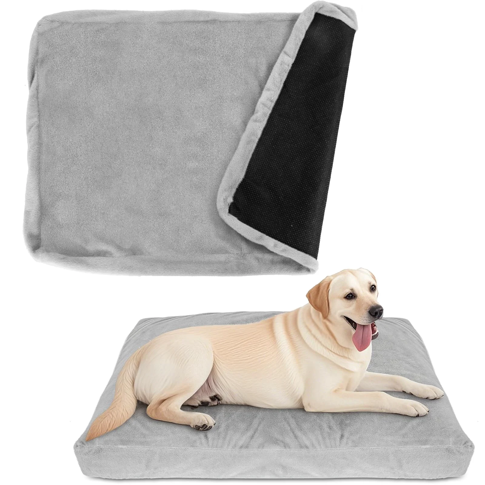 Natural BLVOTKRO Faux Fur Dog Bed Cover - Ultra Soft Rose Velvet Removable Washable Gray 42x28x4.5 in Proven