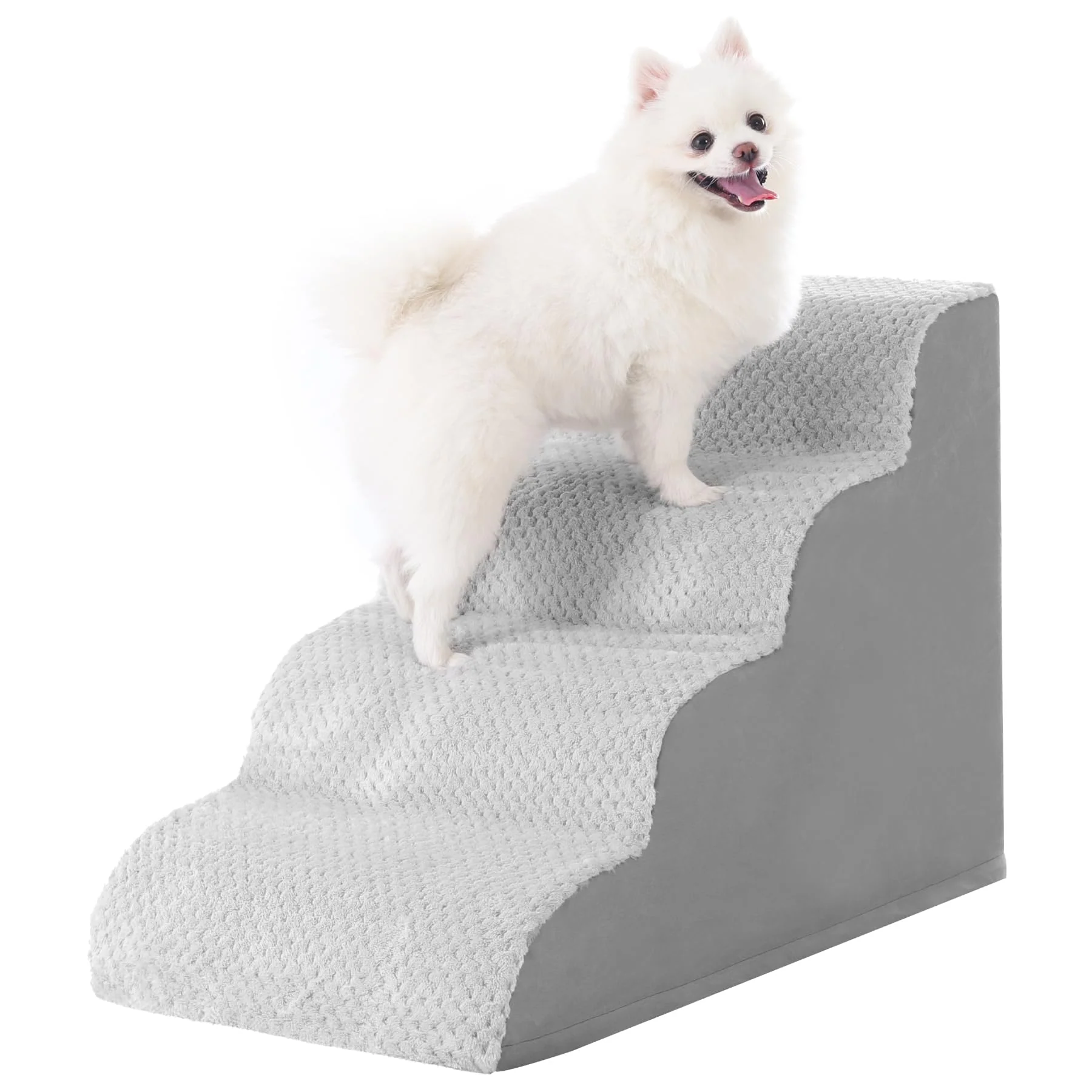 Artisan MIHIKK Dog Stairs Ramp Curved 4-Step Dog Steps – Safe Anti-Slip Pet Stairs for Small Dogs Cats Grey Long-Lasting