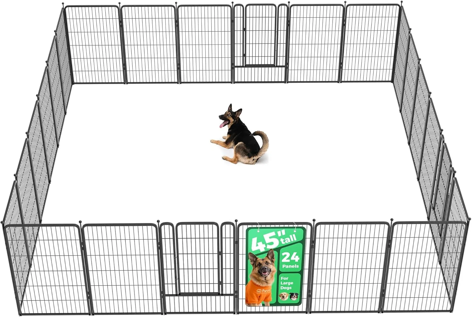 First-Class FXW Rollick Unleashed Dog Playpen for Indoor Yard RV Camping 45 inch 24 Panels for Large Dogs Black│Patented World-Class