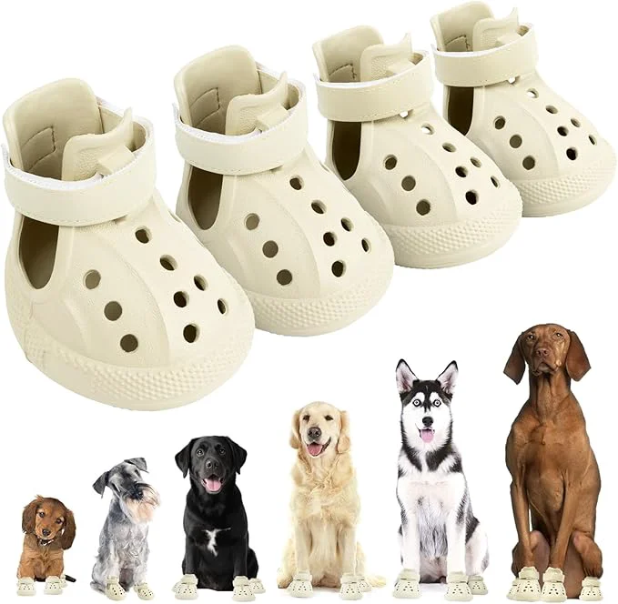 Enhanced Dog Sandals Breathable Dog Shoe for Hot Pavement Anti-Slip Paw Protectors Pet Shoes for Indoor Outdoor Walking. Dog Boots for Small Medium Large Dogs Beige 4PCS About ThisOverview Original Design