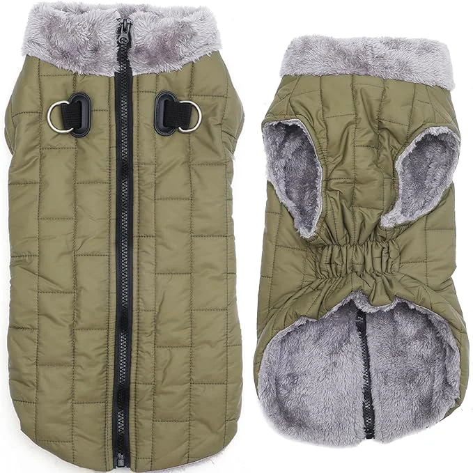 Certified Warm Fleece Dog Coats with Durable Harness Buitl in D-Ring Waterproof Doggie Jacket for Medium Dogs Dog Vest for Cold Winter Green XLAbout ThisOverview Convenient