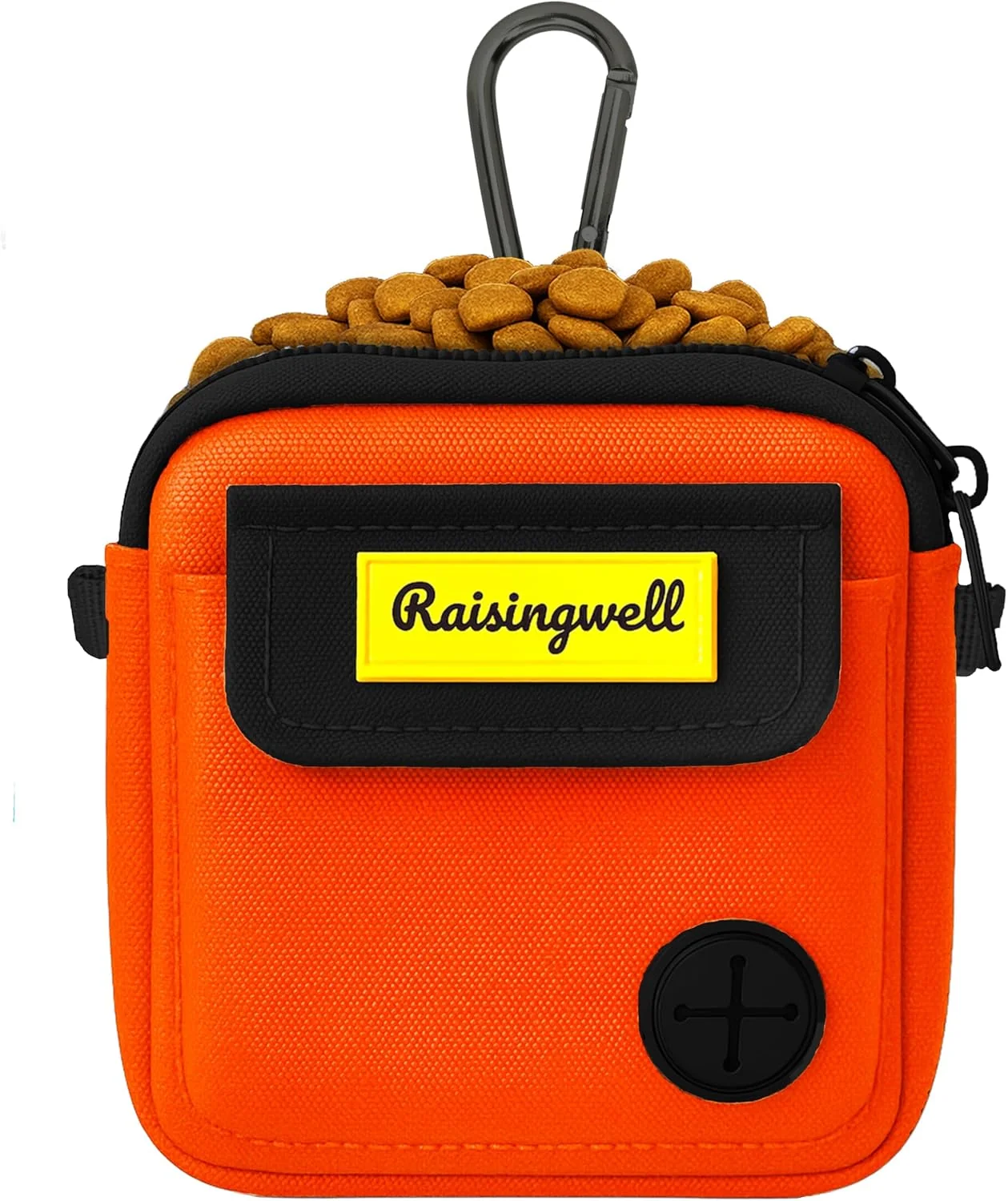 Environmentally Friendly Dog Treat Pouch for Pet Walking and Training with Clicker Poop Bags and Three Bags Design Small Fanny Zipper Pack Holder for Puppy Snack Dispenser Kit for Leash and Outdoor Use Orange High-Grade