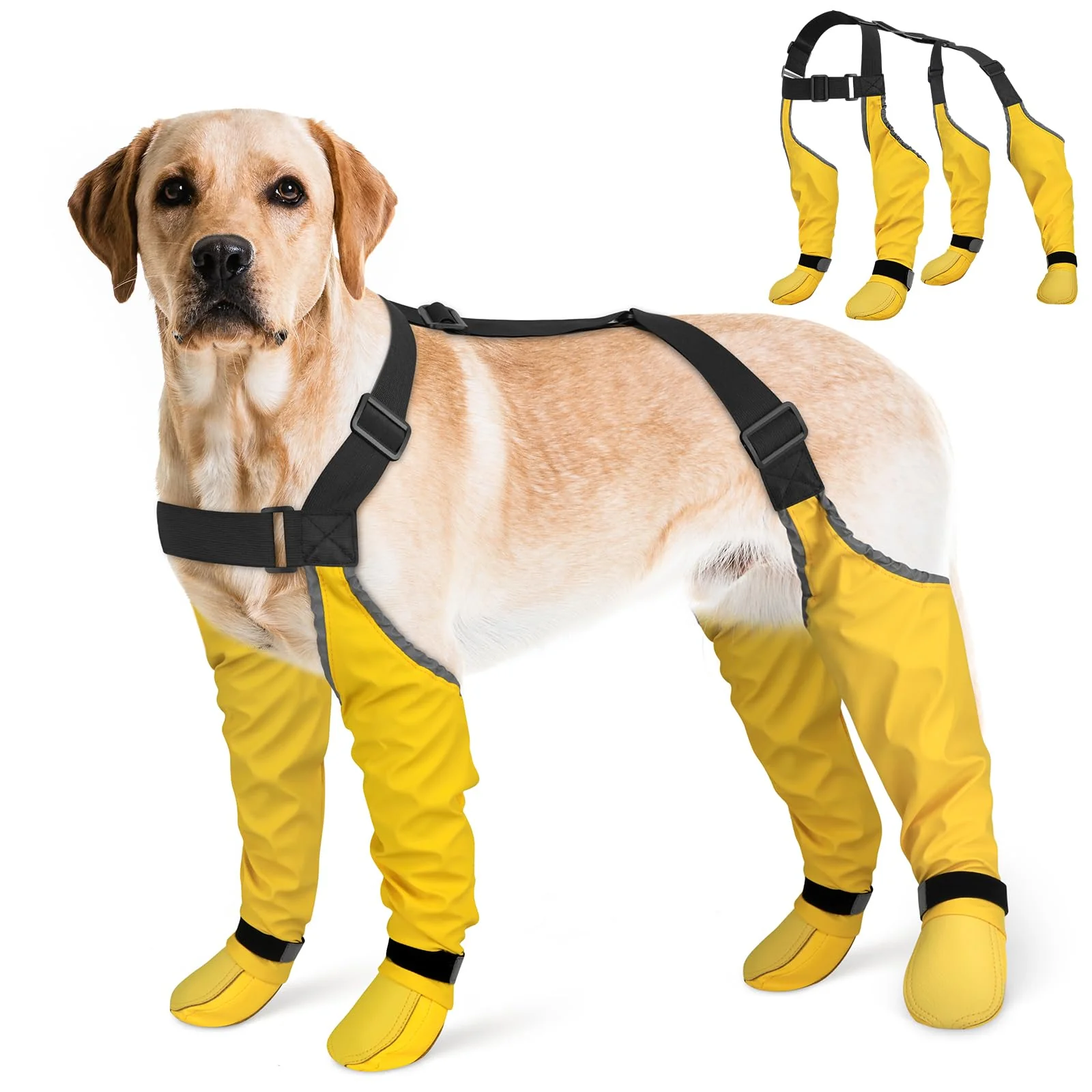 Recyclable BiPawTi Dog Suspender Boots – Anti-Slip Reflective 6-Point Adjustable Suspender Pants XL Environmentally Friendly