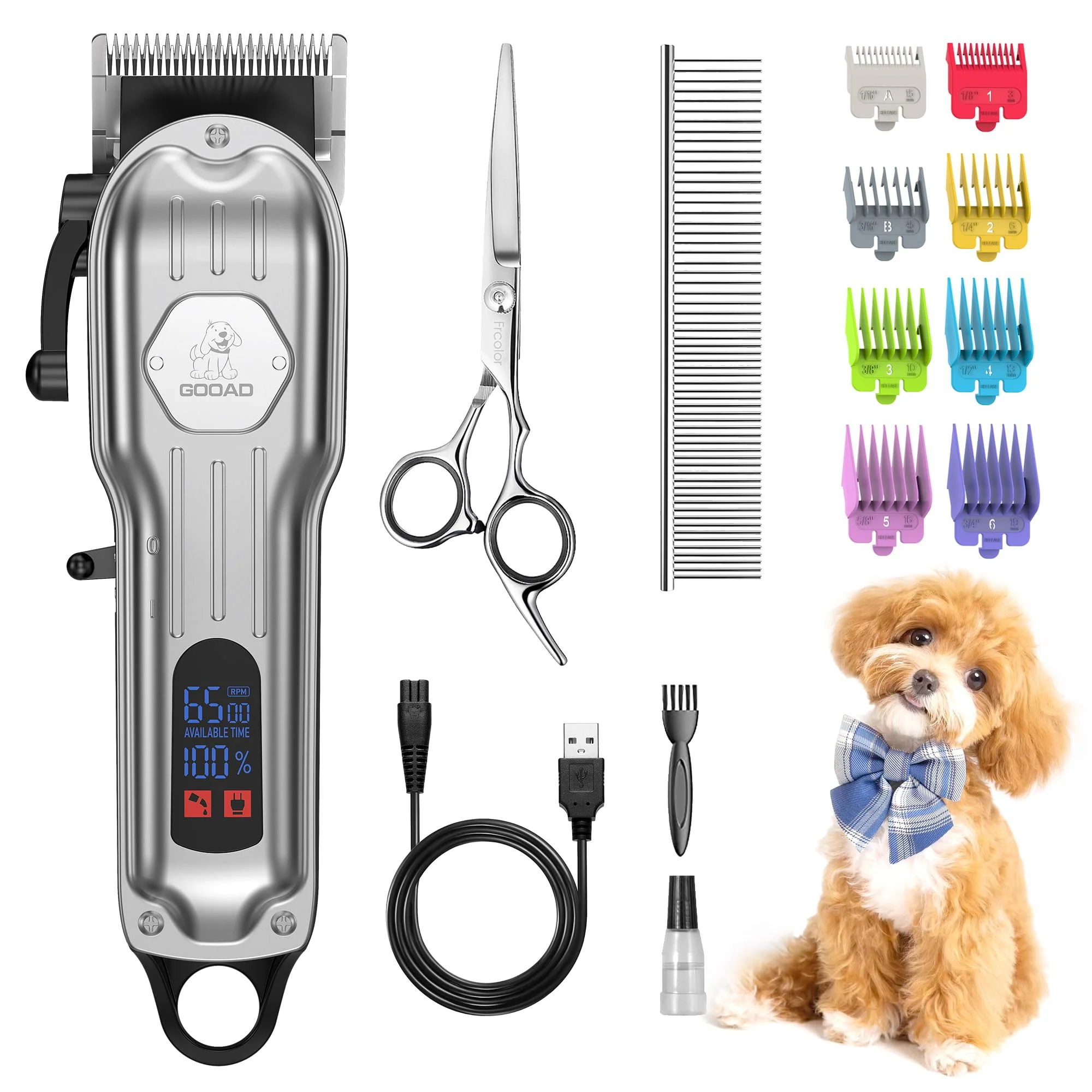 Fine Crafted Gooad Dog Grooming Kit for Thick Coats Low-Noise Cordless Clippers Green