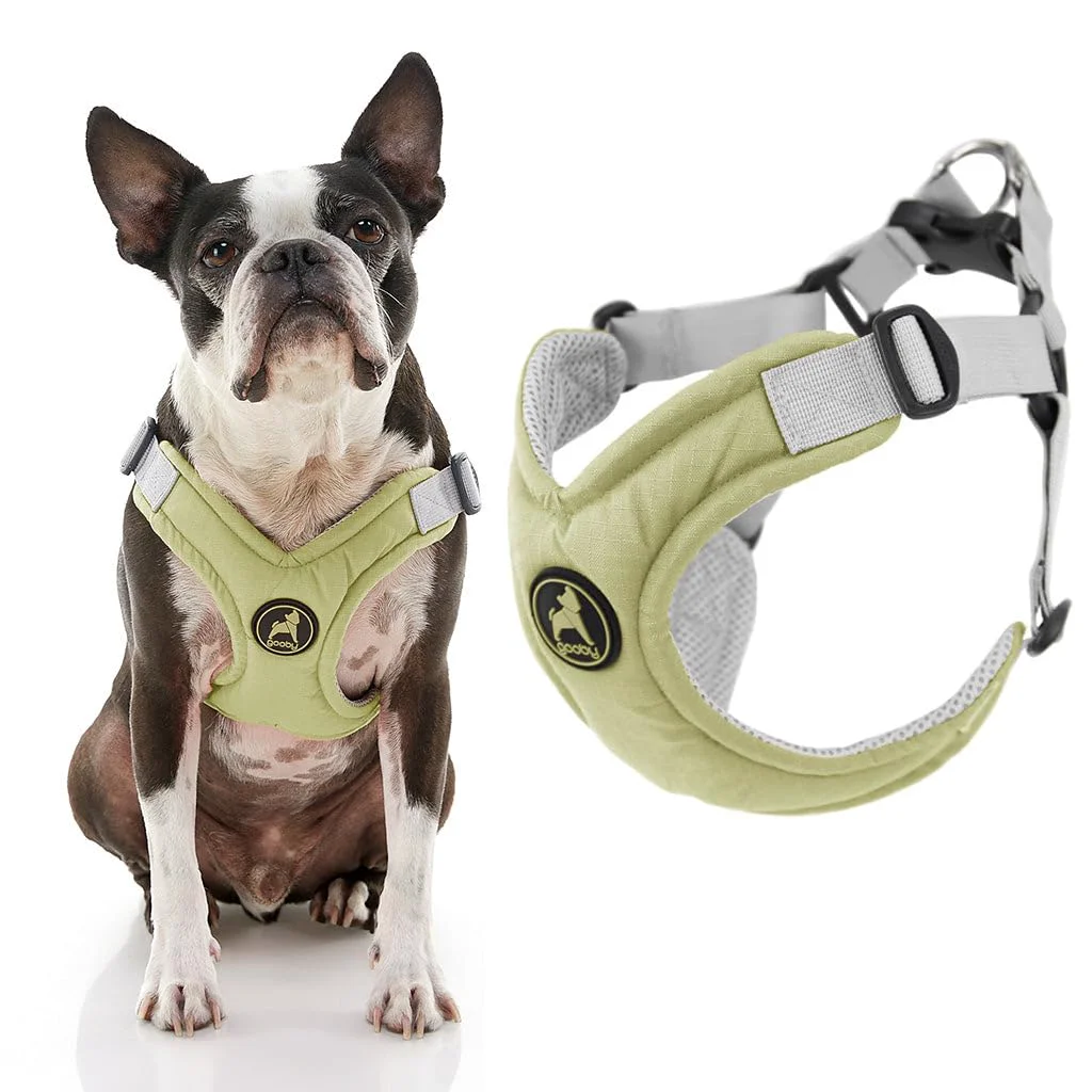 Sustainable Gooby Memory Foam Step-In Harness – Green Large Patented Choke- X Frame for Medium Dogs Soft