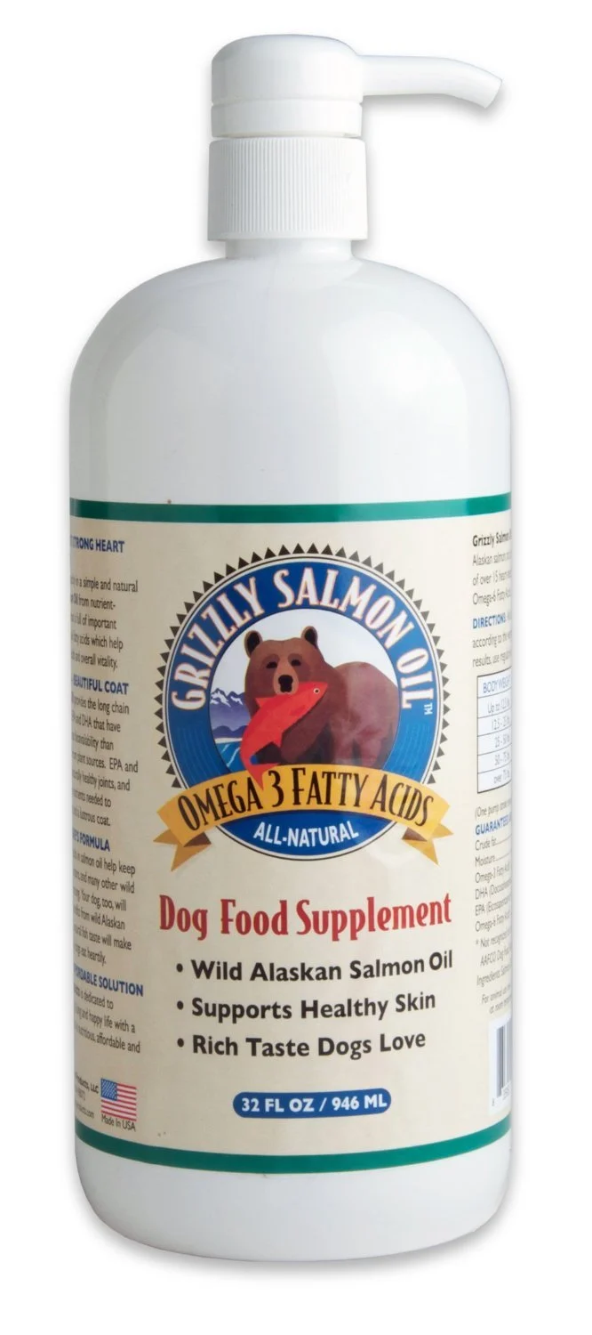 Genuine Grizzly Salmon Oil 32oz Wild Alaskan Omega-3 for Dogs Grizzly Pet Products Durable
