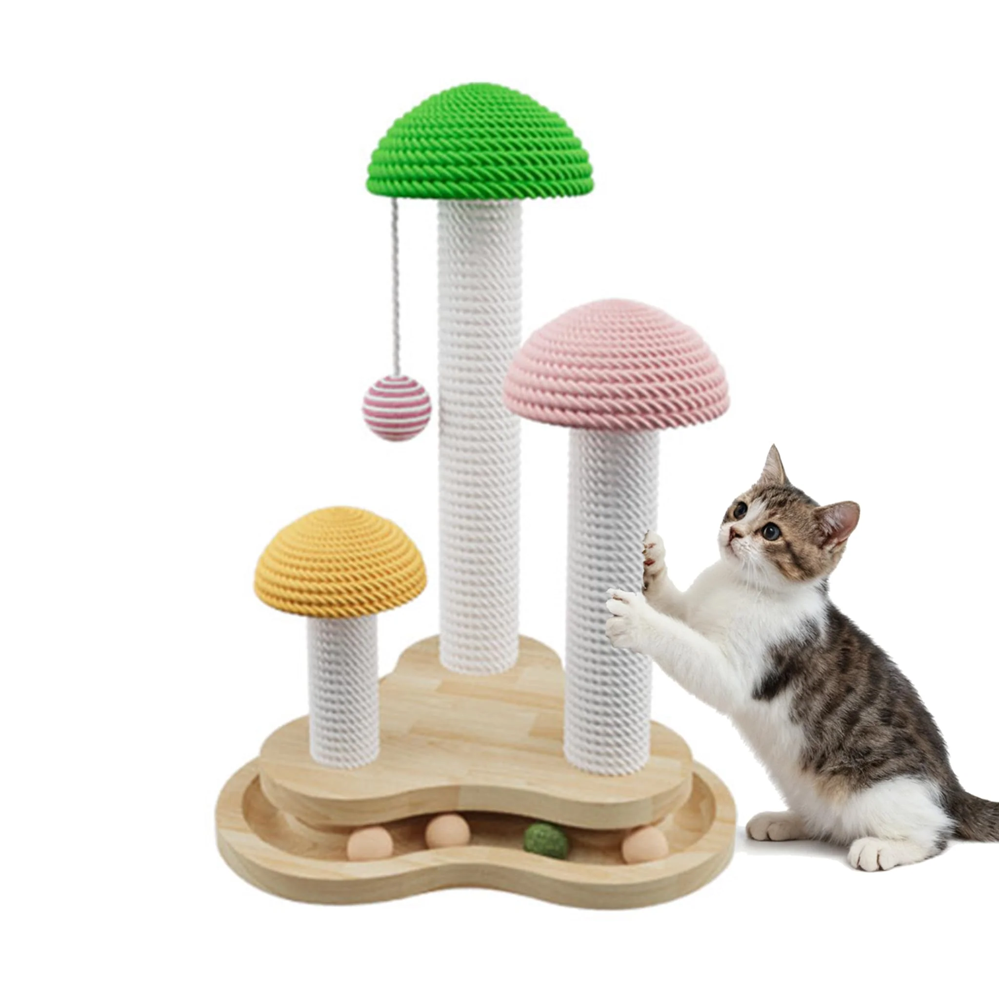 Lightweight Riyotsu Mushroom Cat Scratcher – Multi-Level Sisal Post for Kittens Small Cats Advanced