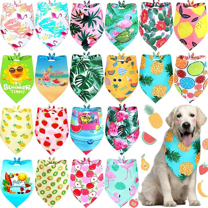 Next-Generation Frienda 20 Pcs Summer Spring Dog Bandanas Hawaiian Style Washable Triangle Pet Innovative