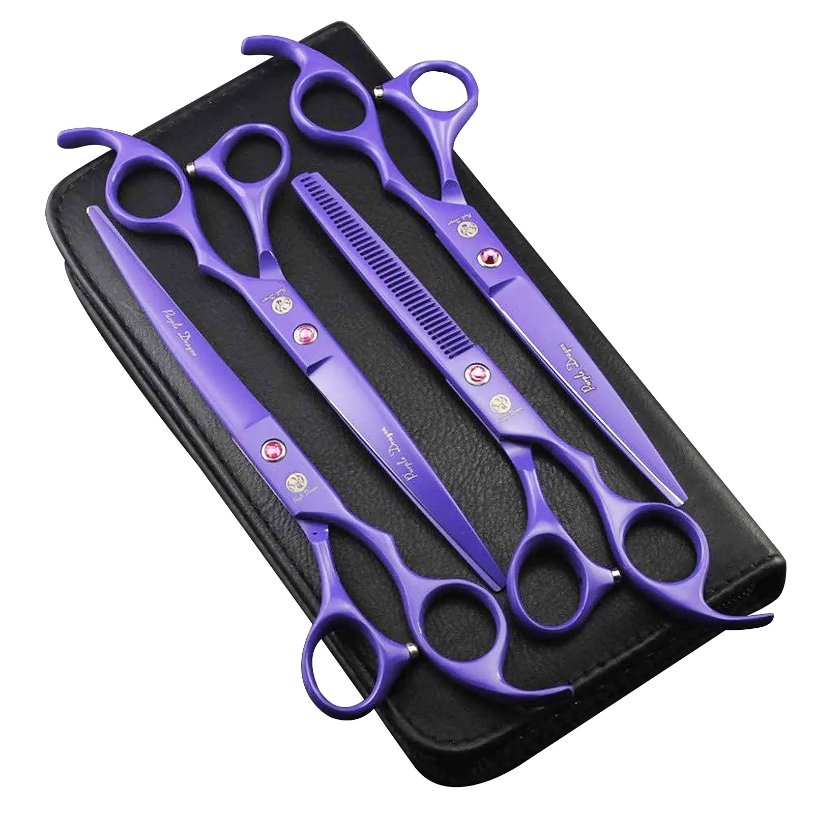 Pure Purple Dragon Professional 7.0 Inch Pet Grooming Scissors Kit – 4 Pcs Japan 440C Carefully Designed