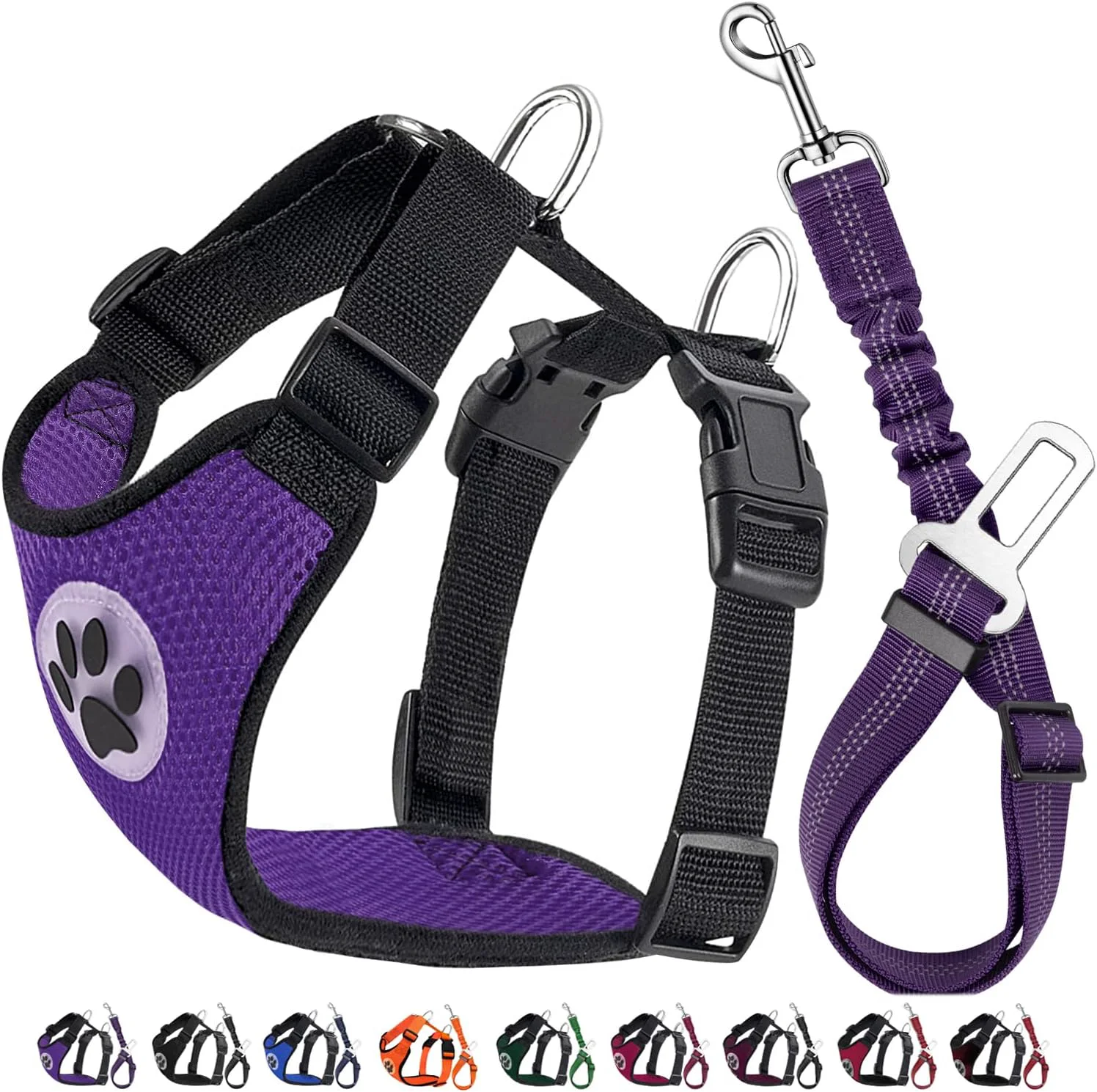 First-Class Lukovee Dog Seat Belt for Car Adjustable Dog Car Harness for Large Medium Small Dogs Soft Padded Breathable Mesh Dog Seatbelt with Car Vehicle Connector Strap Purple Small Environmentally Friendly