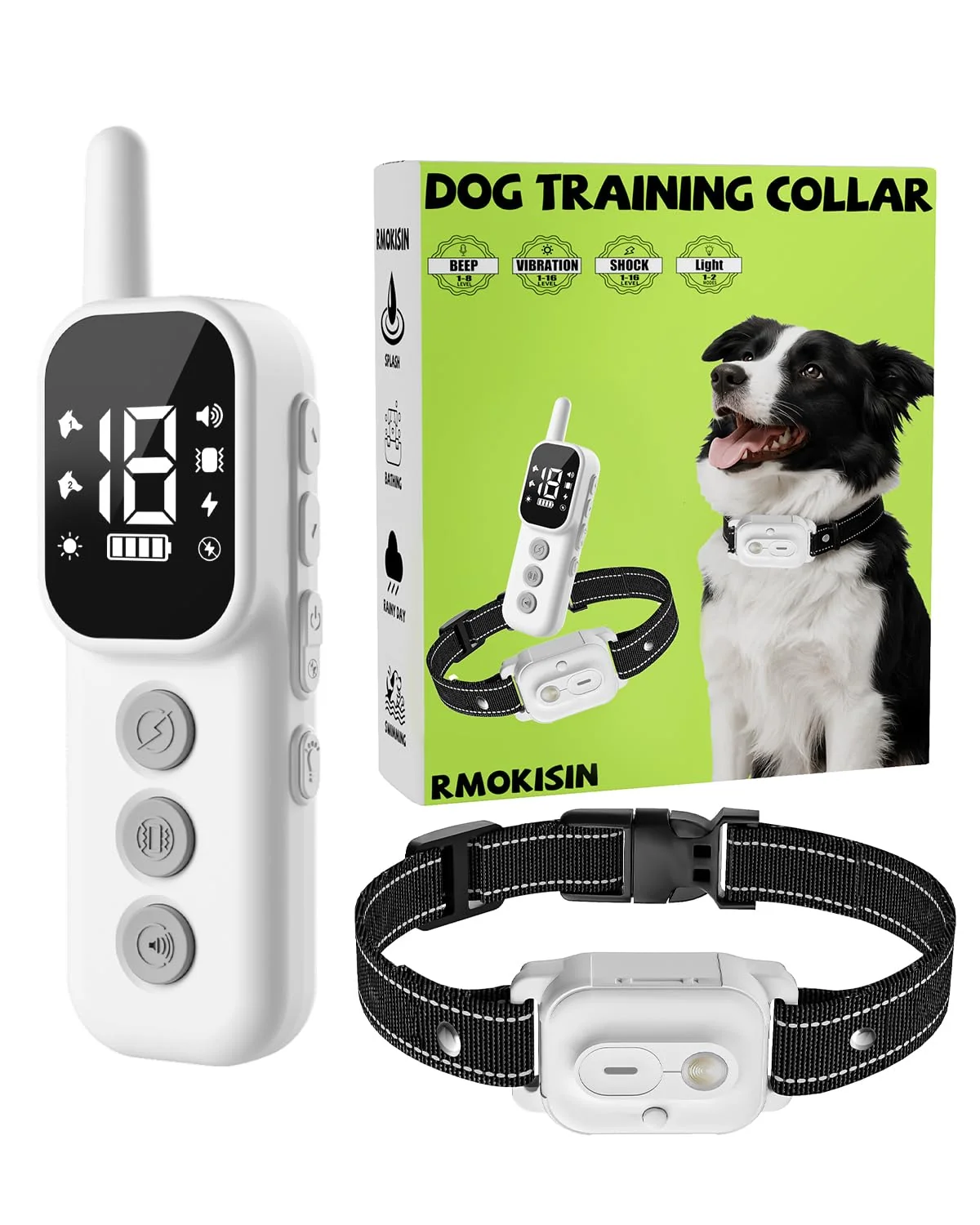 Eco-Friendly RMOKISIN Dog Shock Collar with Remote – 3300ft Range IPX7 Waterproof Dual-Channel Contemporary