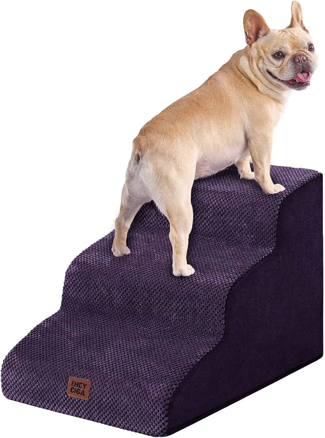 Original Design EHEYCIGA Curved Dog Stairs Ramp for Small Dogs 15.7 H 3-Step Dog Steps for Couch Sofa and Chair Pet Stairs for Cats Non-Slip Balanced Pet Steps Indoor Purple Excellent