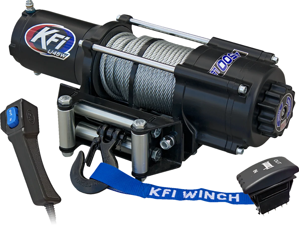 Luxury KFI PRODUCTS U45W-R2 UTV Winch - 4500 lb - Steel Cable - Wide U45W-R2 Safe